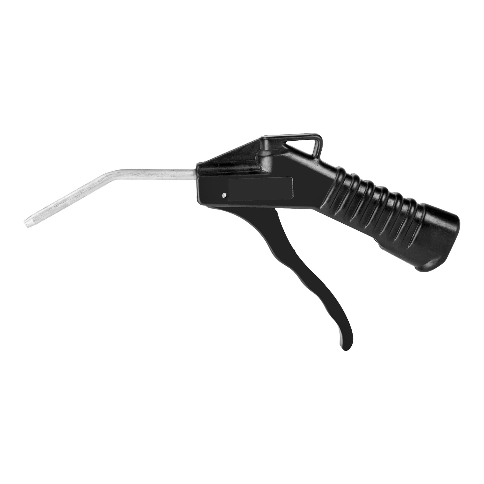 Eine schwarze Meec Tools Blow Gun mit Abzugsgriff und Metalldüse ist ausgestellt. Dieses funktionale Werkzeug wird typischerweise verwendet, um Staub oder Ablagerungen in Werkstätten oder Garagen zu entfernen.