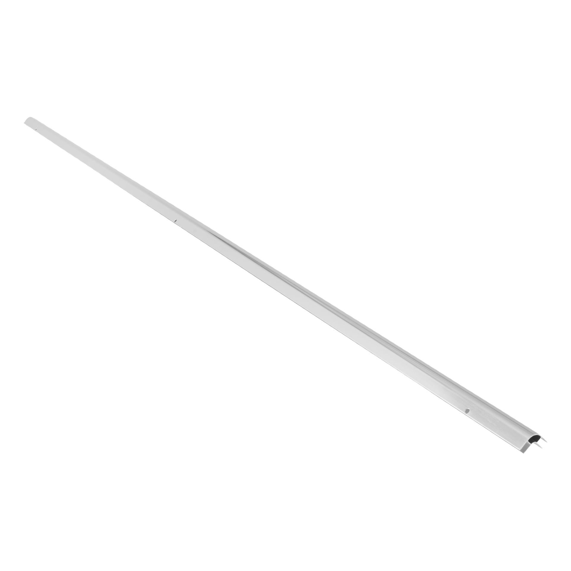 Al Strip Glss Wall 13/12 195Cm to smukły, zakrzywiony metalowy pasek z małymi otworami na całej długości.