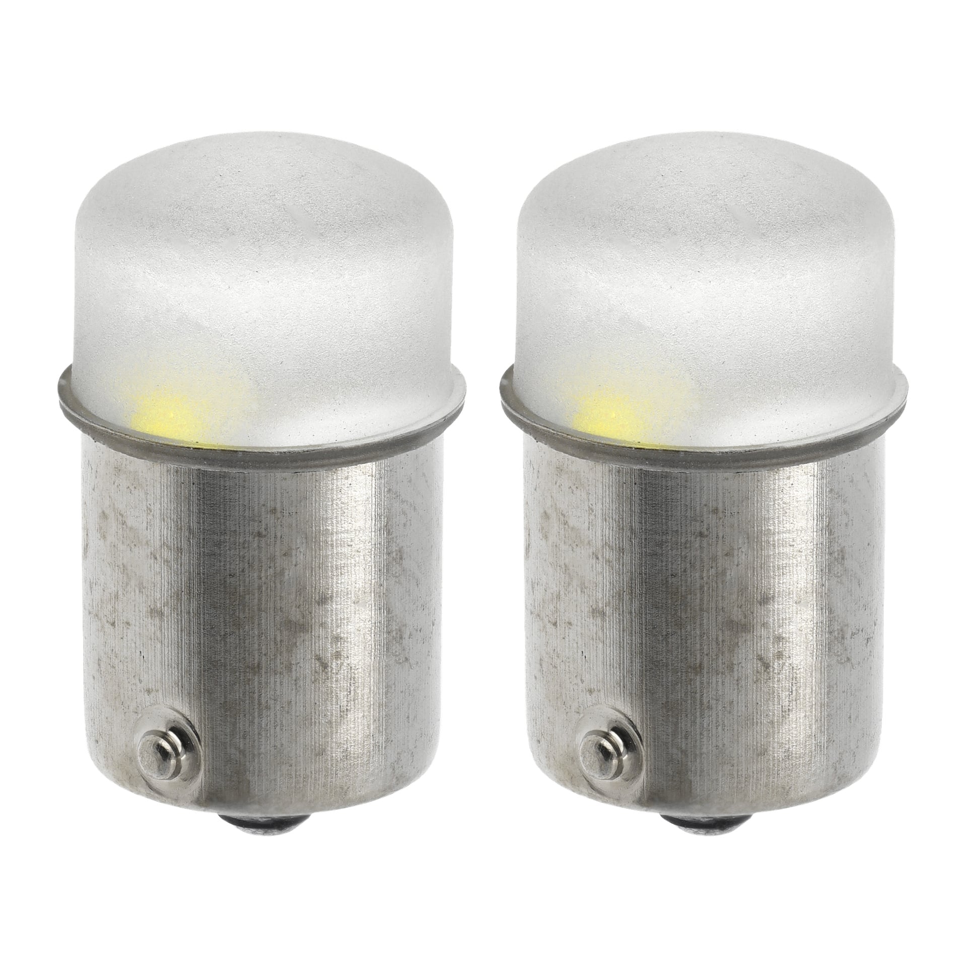 Zwei identische Hamron LED-Autolampen (R5W/R10W, Packung von 2) sind nebeneinander gezeigt. Beide Glühbirnen haben abgerundete, mattierte Oberseiten und zylindrische Metallböden mit sichtbaren Schraubendetails.