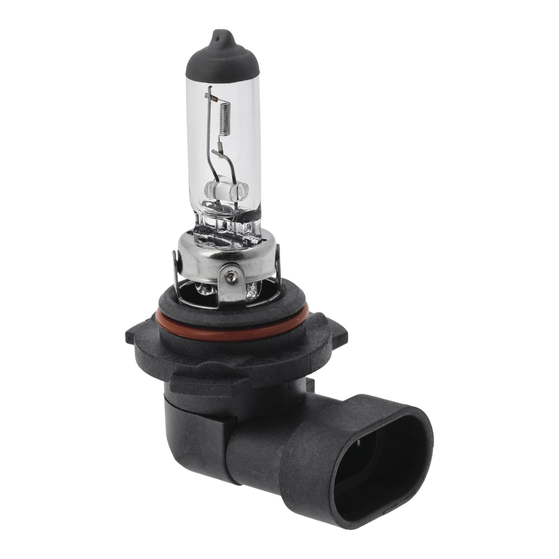 En Hamron Halogen HB4 billampa med metallbas, klart glas, svart gummitätning och en vinklad svart plastkontakt.