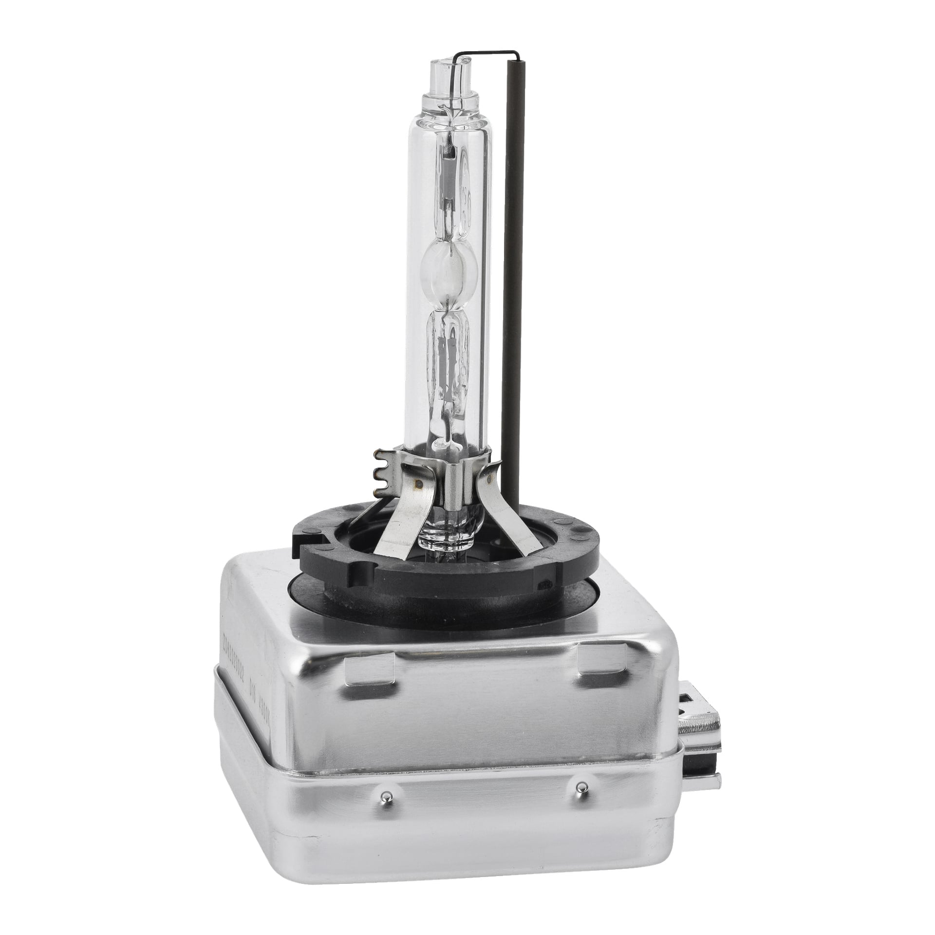 En närbild på en Hamron Xenon-lampa D1S, som framhäver dess glasrör fäst vid en metallbas.