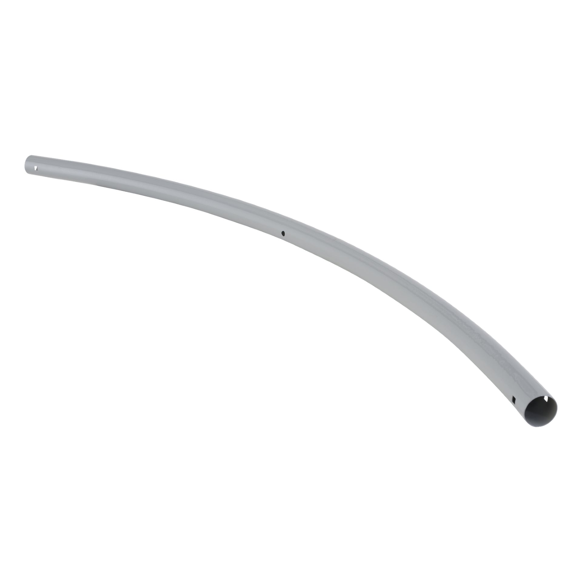 Pipe Arch Garage -teltta esittelee sileän, kaarevan metalliputken, jossa on pieniä reikiä pituudellaan.
