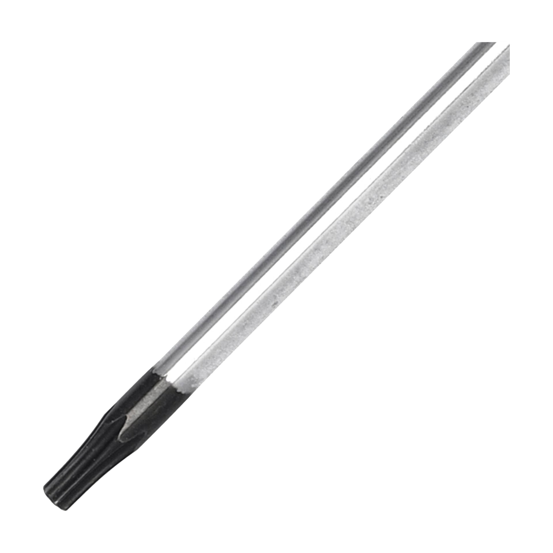 Närbild av en Meec Tools Torx-skruvmejsel, med sitt svarta och silverfärgade handtag och väldefinierade spets, avsedd för användning med Torx-skruvar.