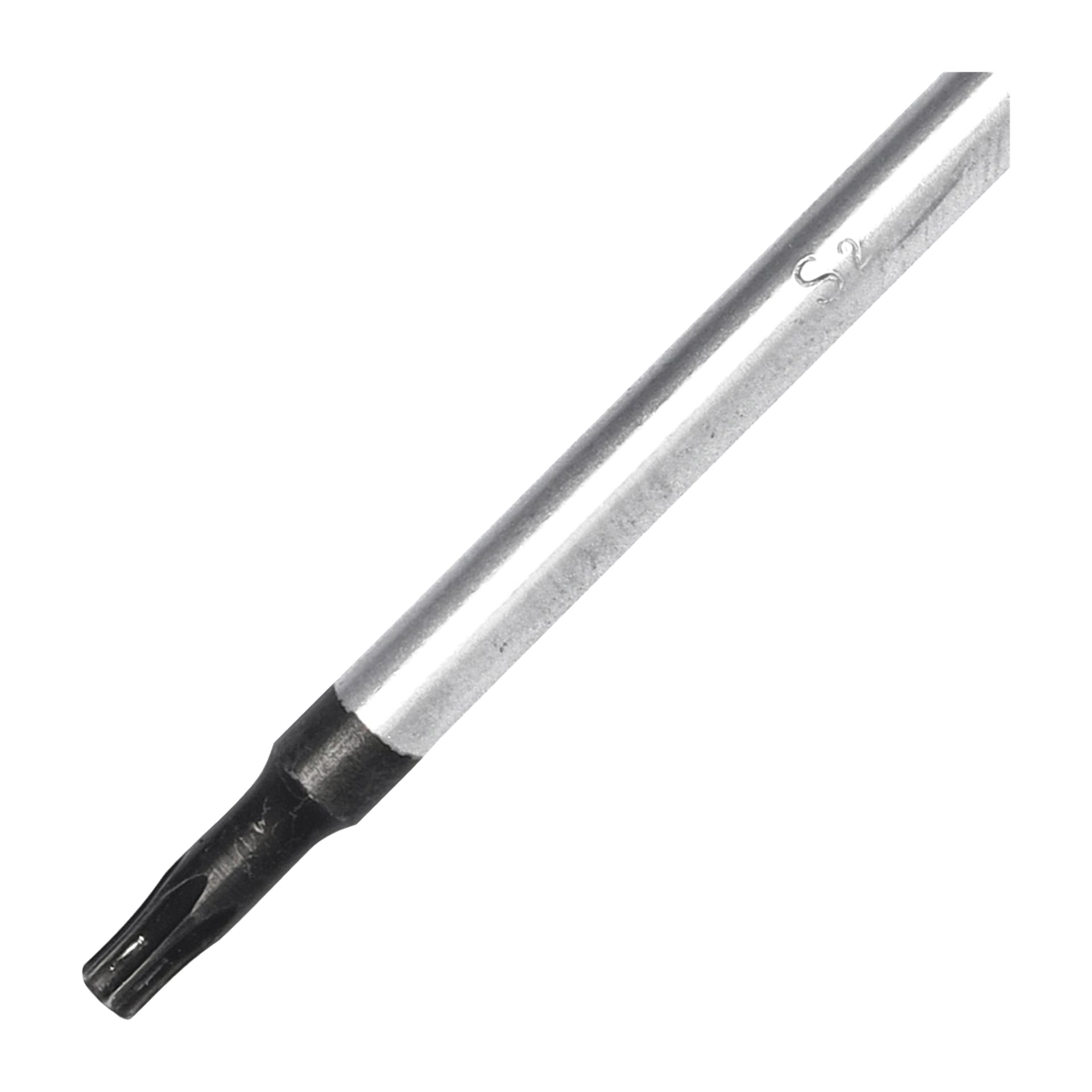 En närbild av en Meec Tools Torx-skruvmejsel, med fokus på den stjärnformade spetsen och en del av metallaxeln.