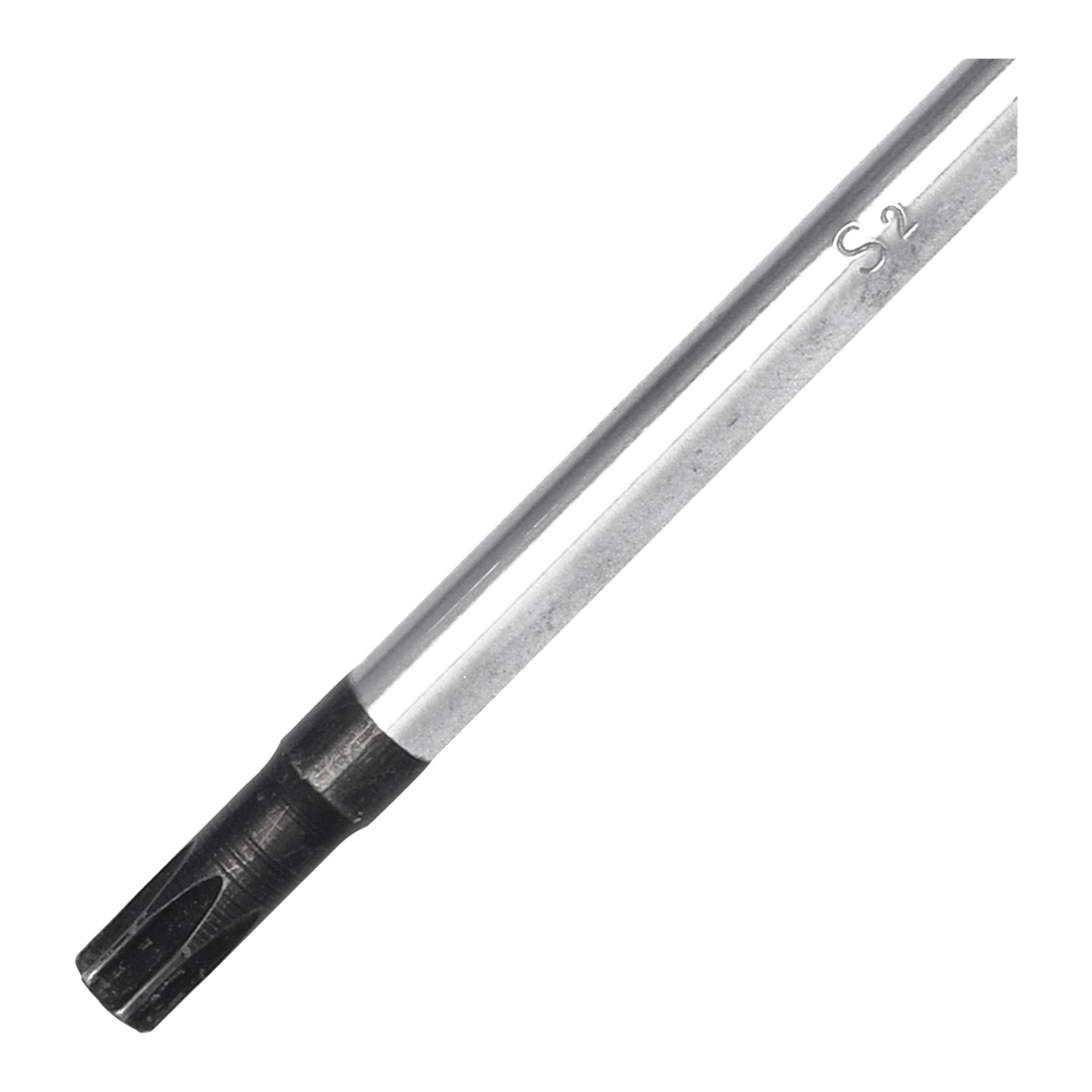 En närbild på Meec Tools Torx skruvmejsel framhäver dess metalliska, stjärnformade svarta spets och silverskaft märkt med S2.