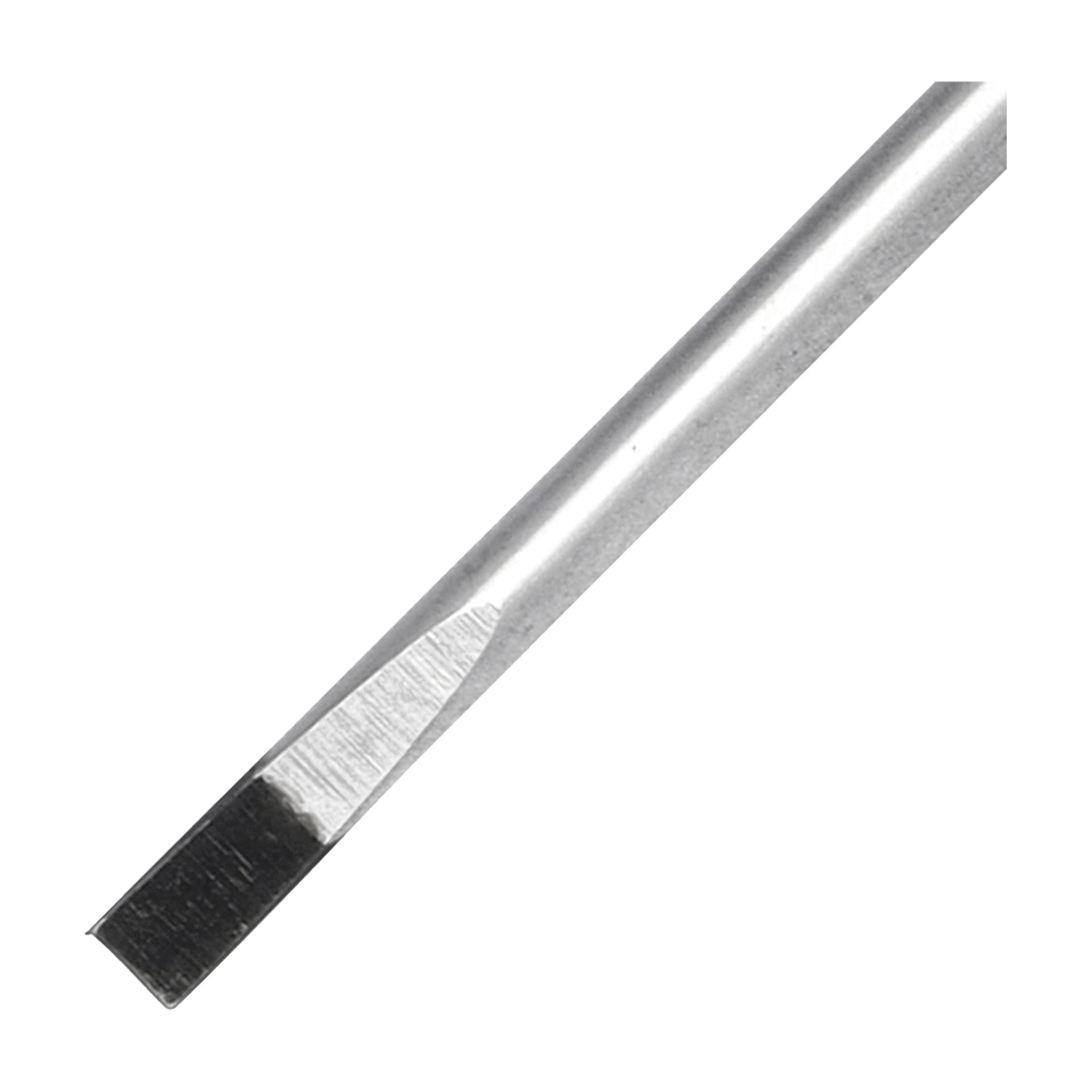 Närbild av en Meec Tools slitsad skruvmejsel med metallskaft och platt, rak spets.