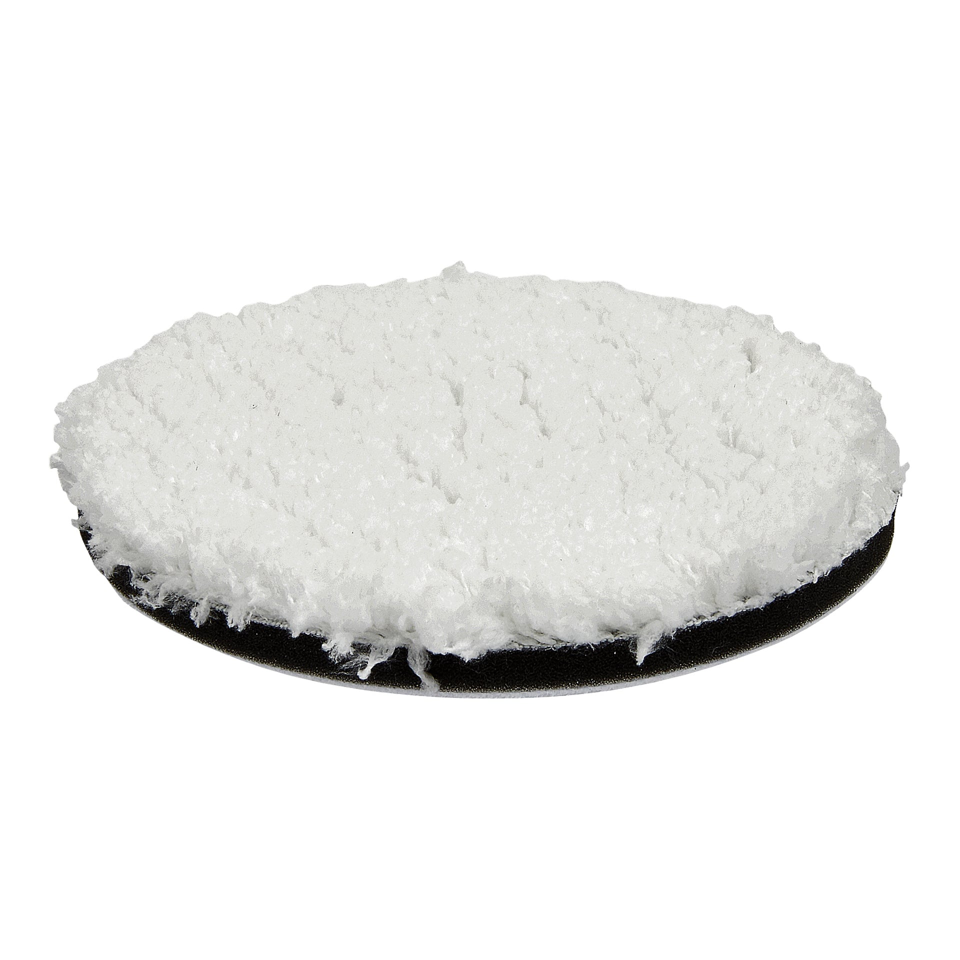 Närbild på Hamron Microfiber-paden, som visar dess runda, platta form och mjuka vita mikrofiberstruktur designad för rengöring eller polering.