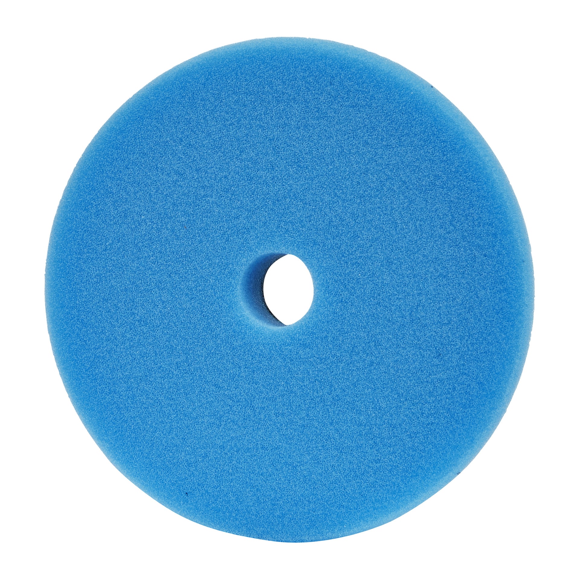 En blå, rund Hamron Polishing Sponge från ett tredelat set syns ovanifrån, med ett litet cirkulärt hål i mitten.