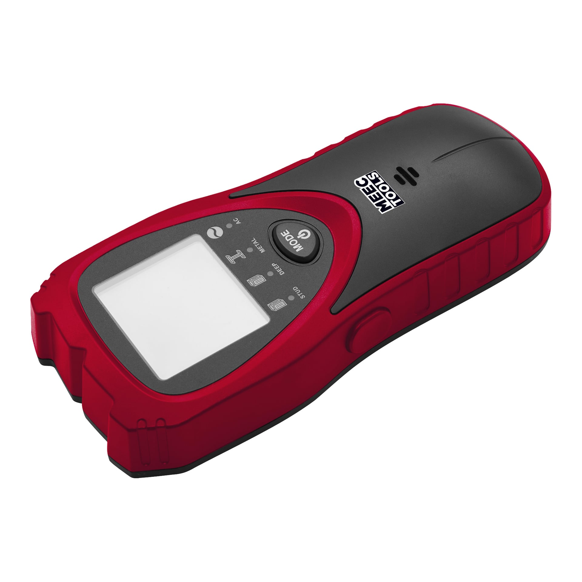 En röd och svart Meec Tools Multi-detektor med digital skärm och knappar, märkt Home Tools.