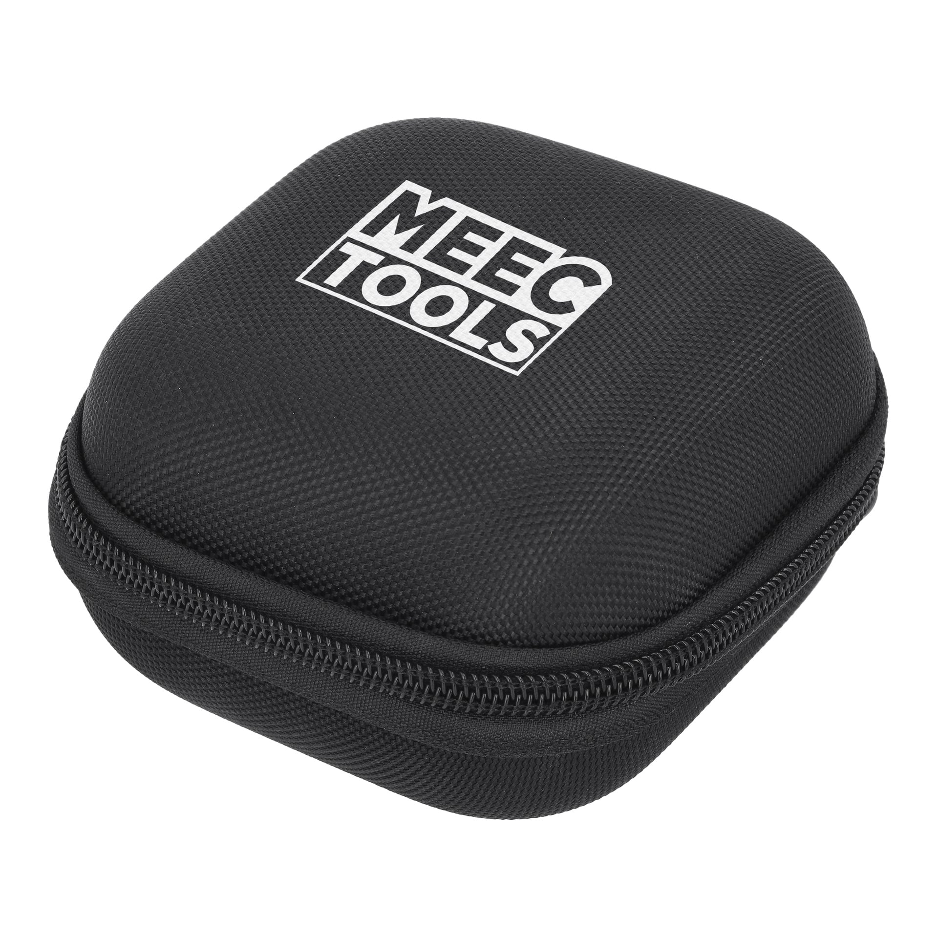 Et lite svart glidelåsdeksel med teksturert finish og "Meec Tools" i hvit skrift på toppen, laget for Crosshair Laser Green.