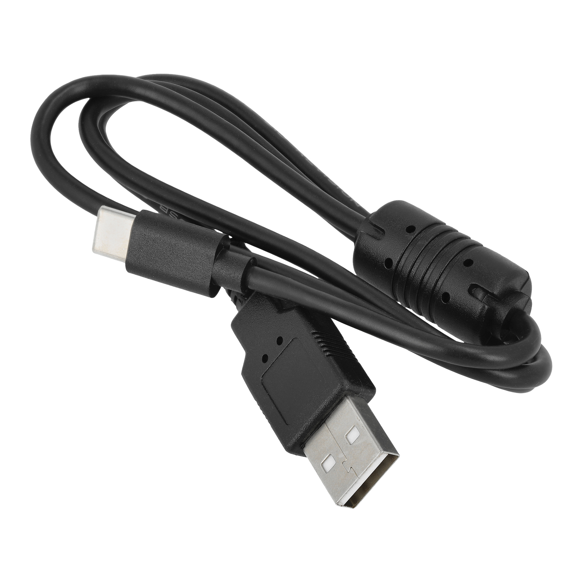 En Meec Tools Inspection-kamera med en spiralad svart USB-kabel, med USB-A- och USB-C-kontakter i vardera änden.