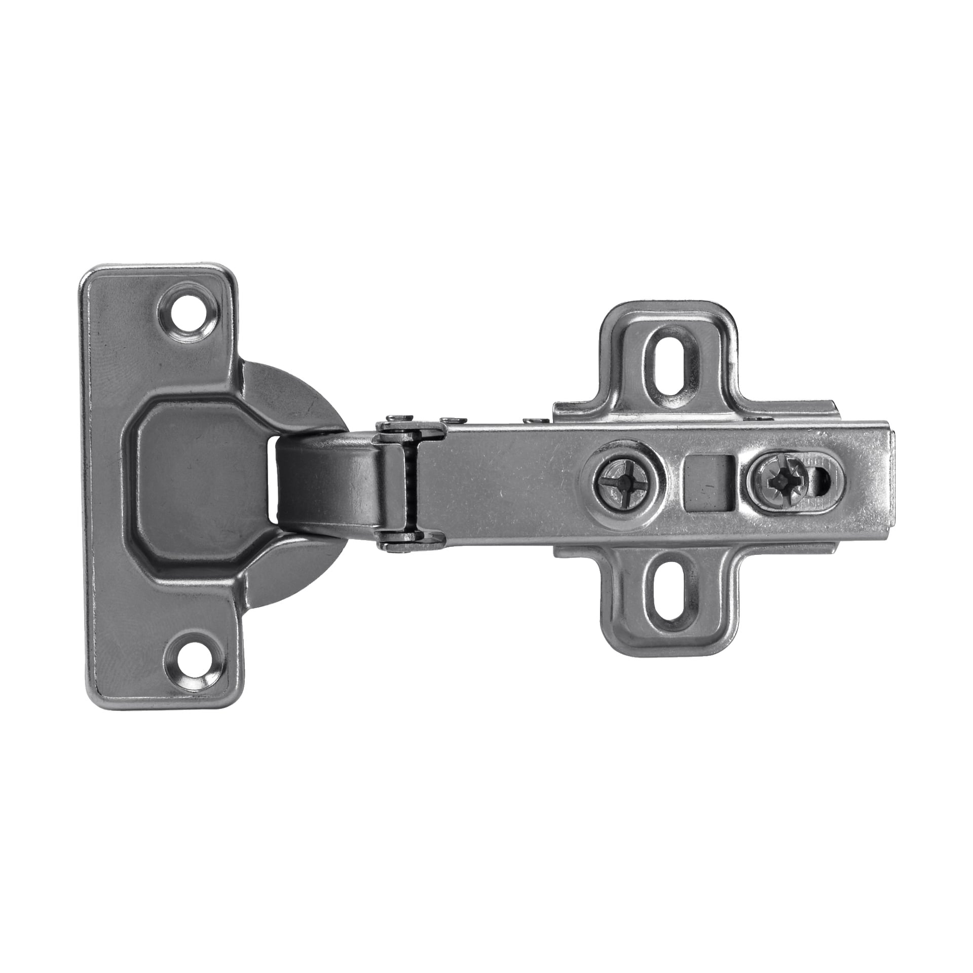 En närbild av Hard Head Soft Closing Hinge 2 Pack, som framhäver skruvhålen som visar hur gångjärnet är strukturerat och fäst.