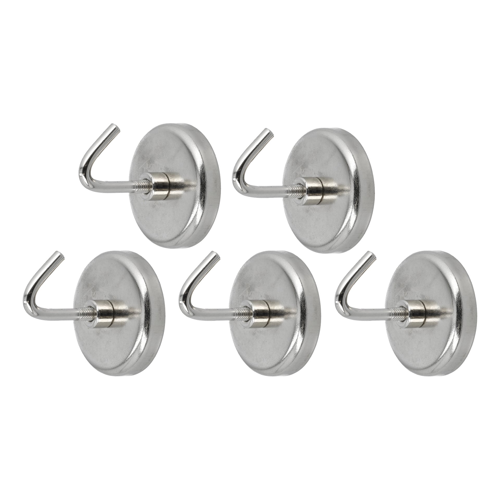 Hard Head Magnetic Hook 5-pakken viser fem identiske kroker med runde baser og buede ender, arrangert i to pene rekker.