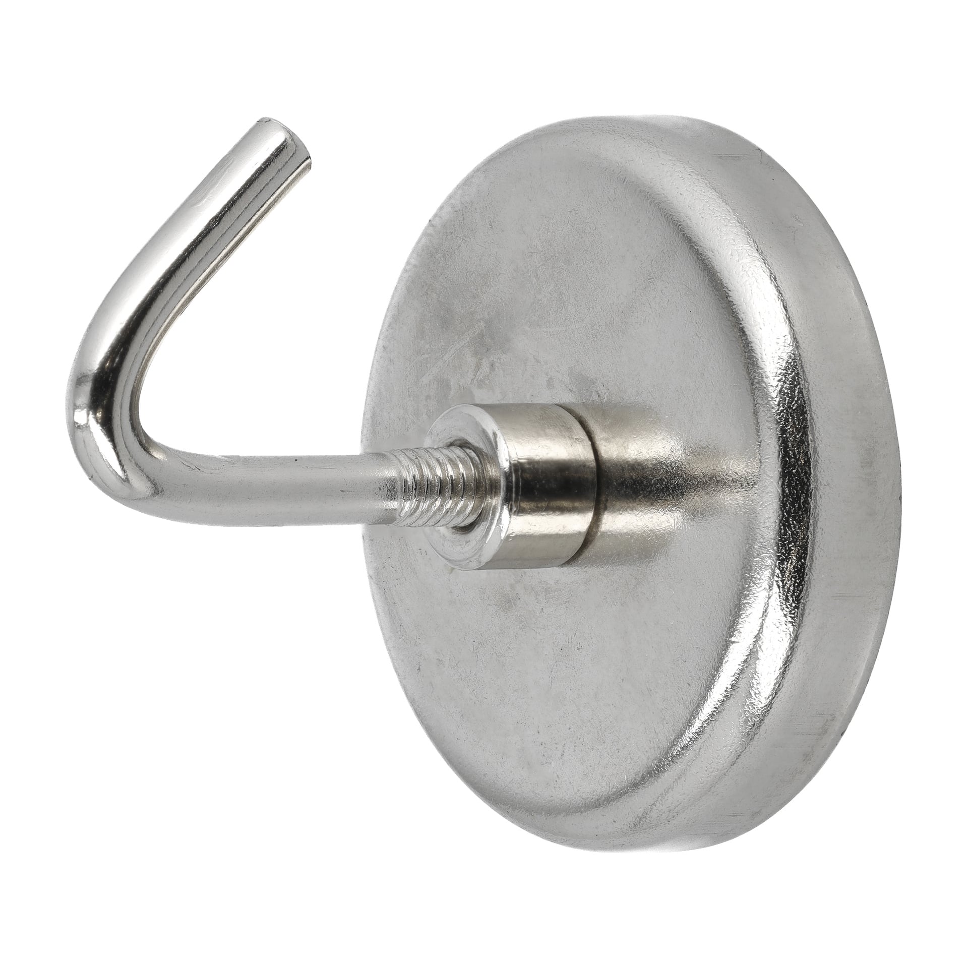 En närbild av en Hard Head Magnetic-krok från ett 5-pack-set, som visar dess runda, platta bakplatta.