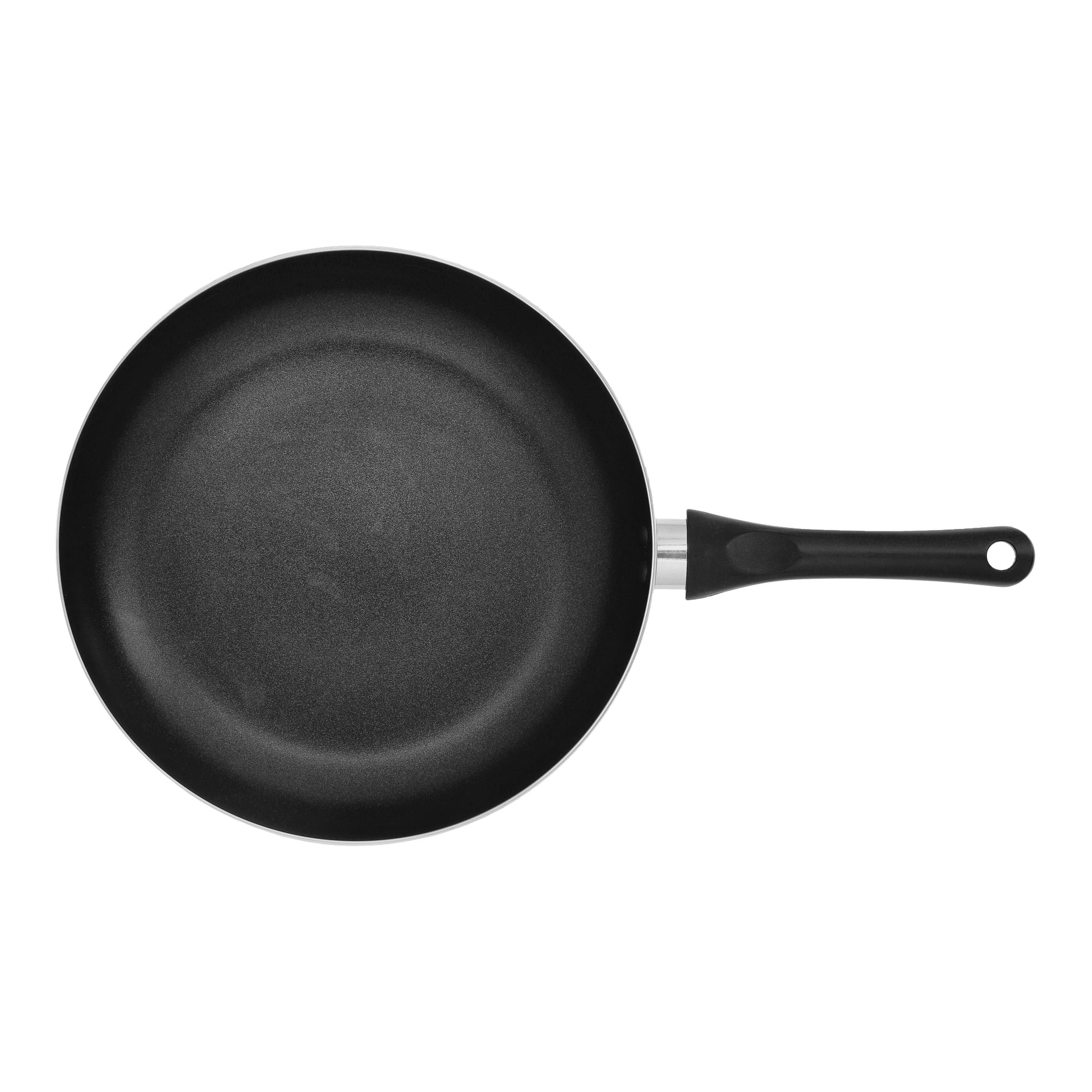 Menuett Ceramic -paistinpannu, jossa on musta tarttumaton pinta ja vastaava kahva, katsottuna ylhäältä.
