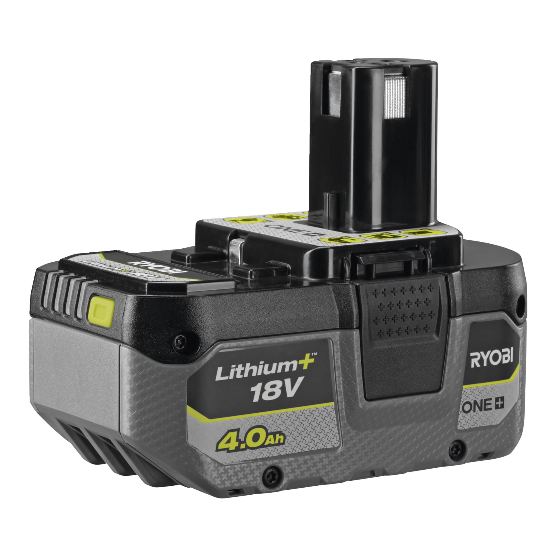 Ryobi One+ HP RY18BCX26A-140C børsteskjærer med 18V Lithium+ 4,0Ah batteri, grå/svart kropp og grønne detaljer for Ryobi-verktøy.