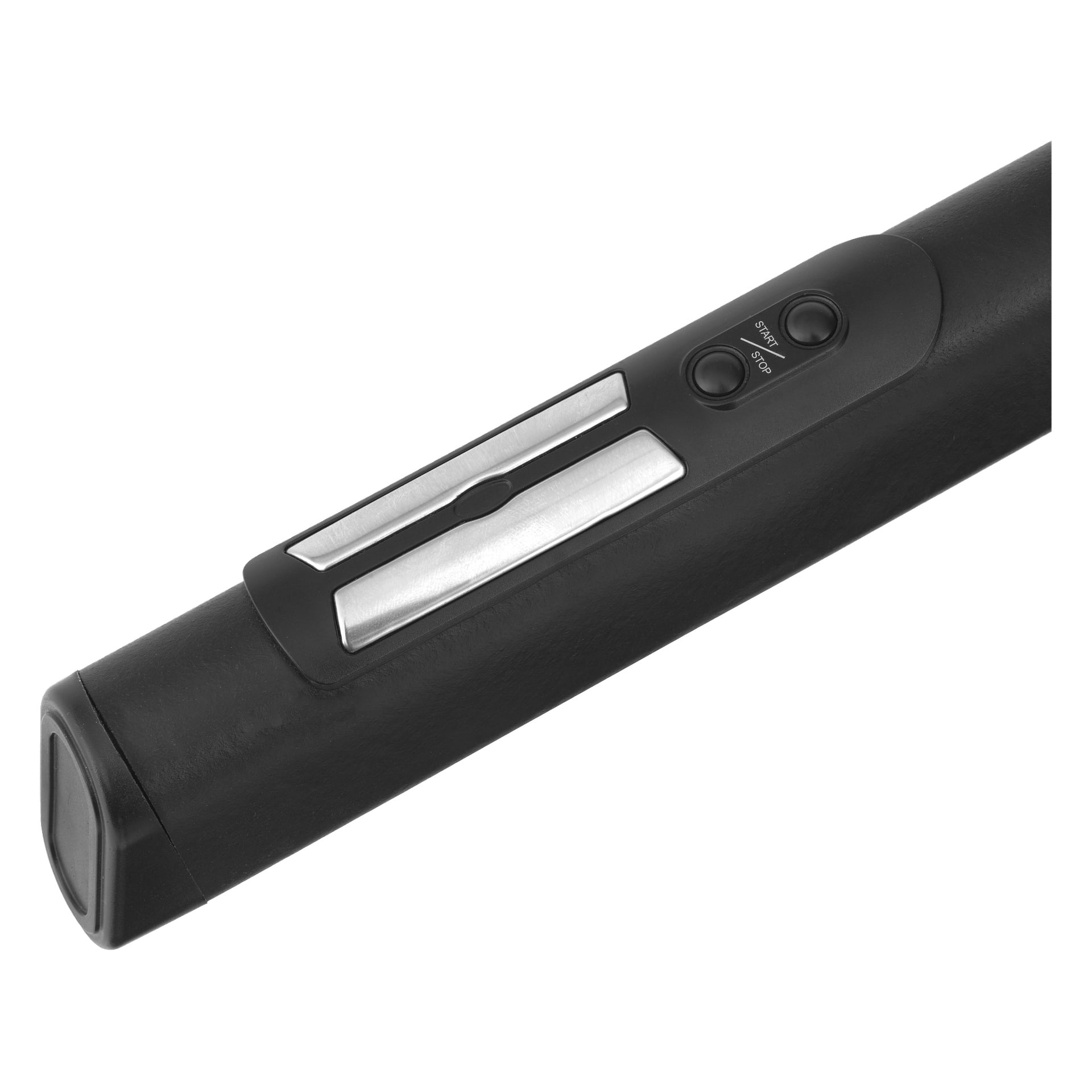 Nærbilde av Kayoba Tredemølle med svart ramme, metallisk kontrollpanel med Start/Stopp-knapper og et øverste displayområde.