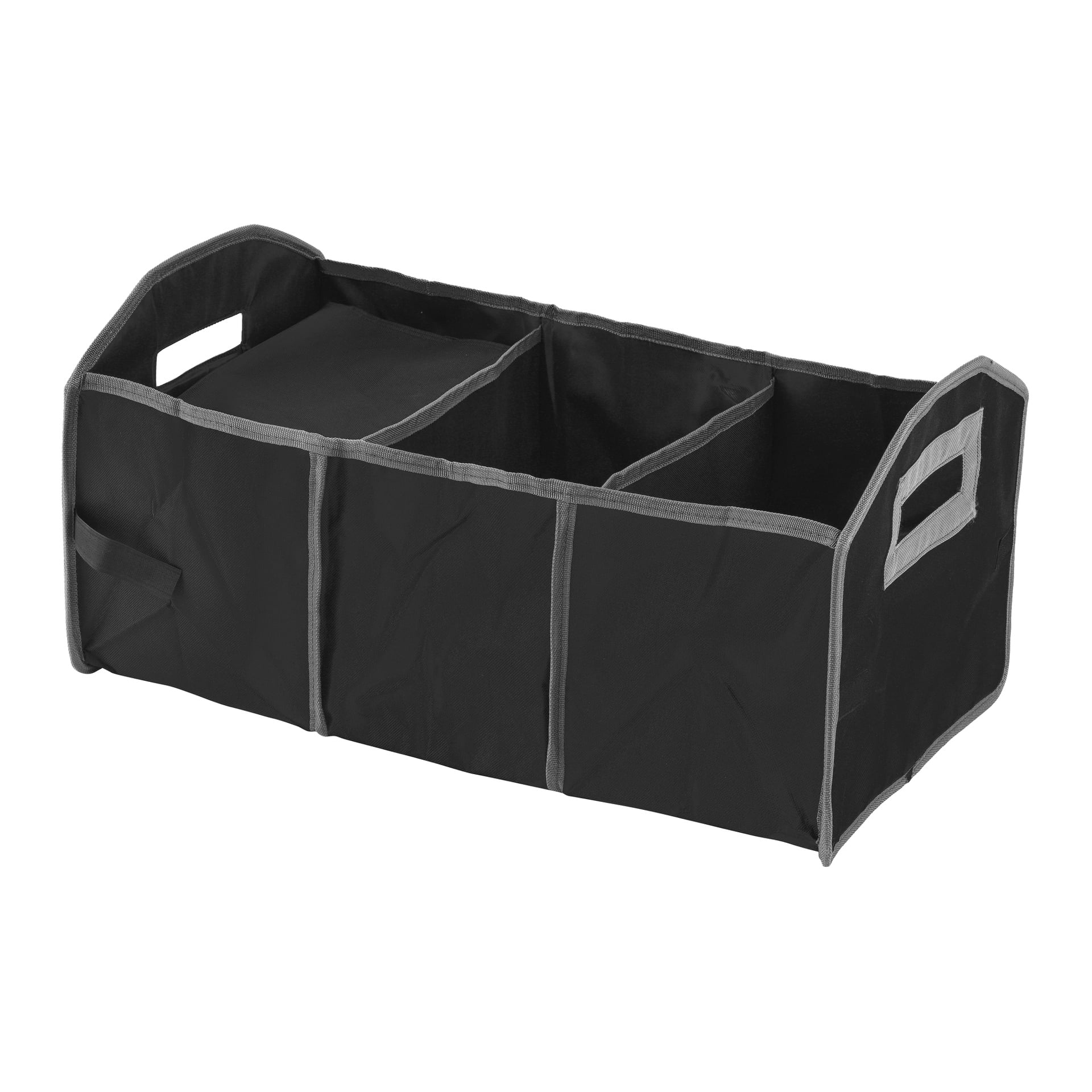 Hamron hopfällbar baklucka med tre sektioner, kylfack, svart tyg, grå kant och handtag i båda ändar.