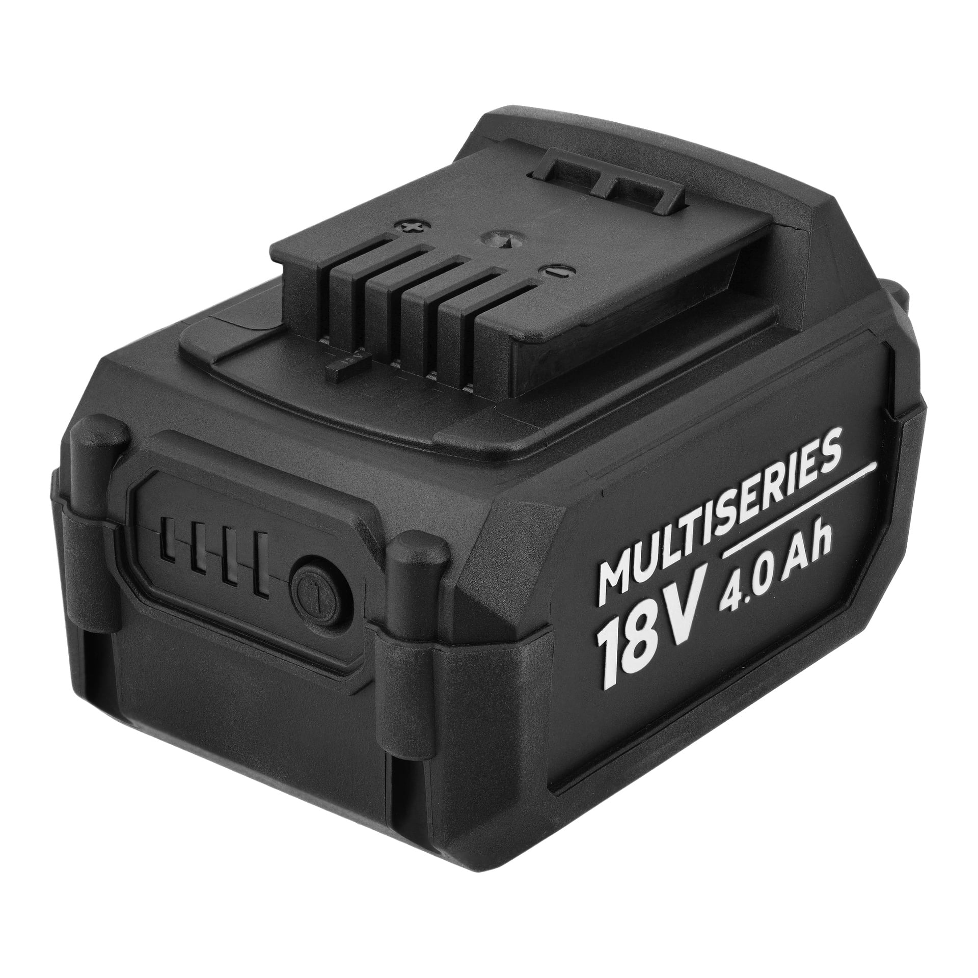 Dwa czarne baterie Meec Tools Multiseries BA-18V Home 530 z gniazdami i kontrolkami, 18V, 4.0Ah.