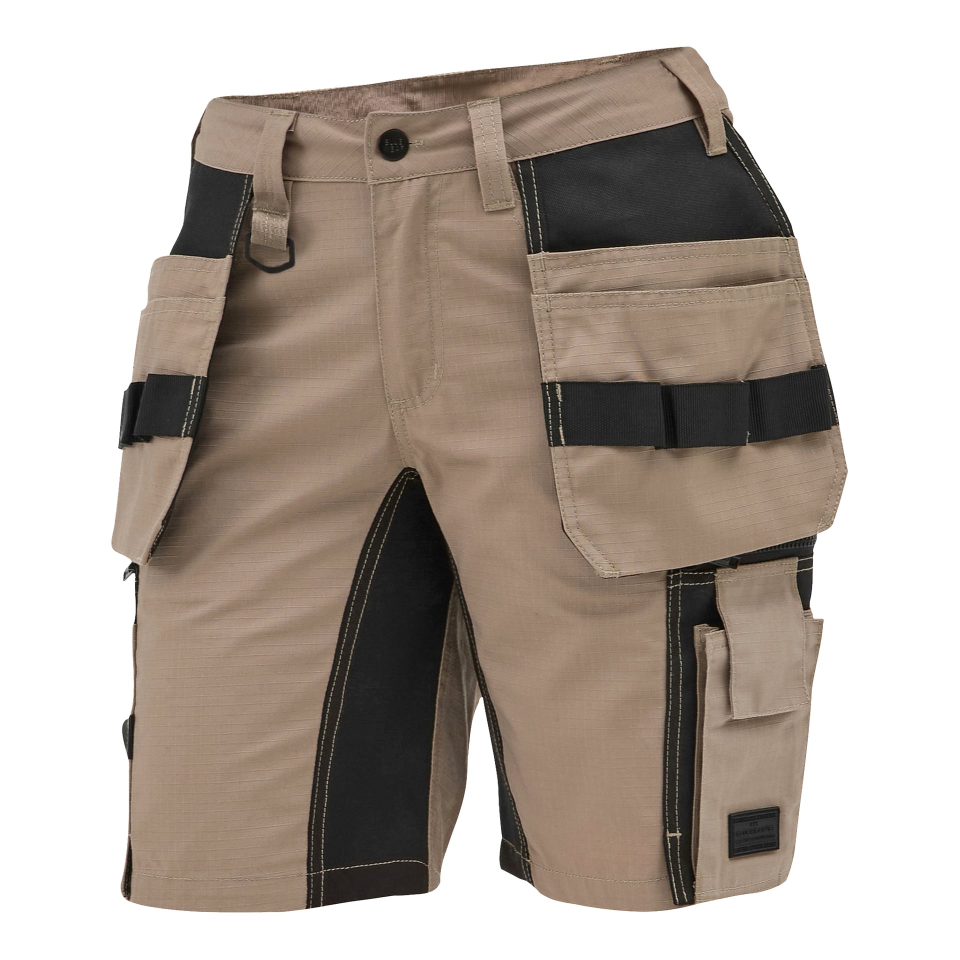 Beige og svarte Bluewear Mickan dameshorts for kvinner med flere lommer, verktøyløkker og forsterkede seksjoner for holdbarhet.