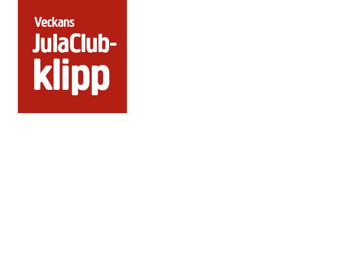 Logotyp med texten Veckans JulaClub-klipp på röd bakgrund.
