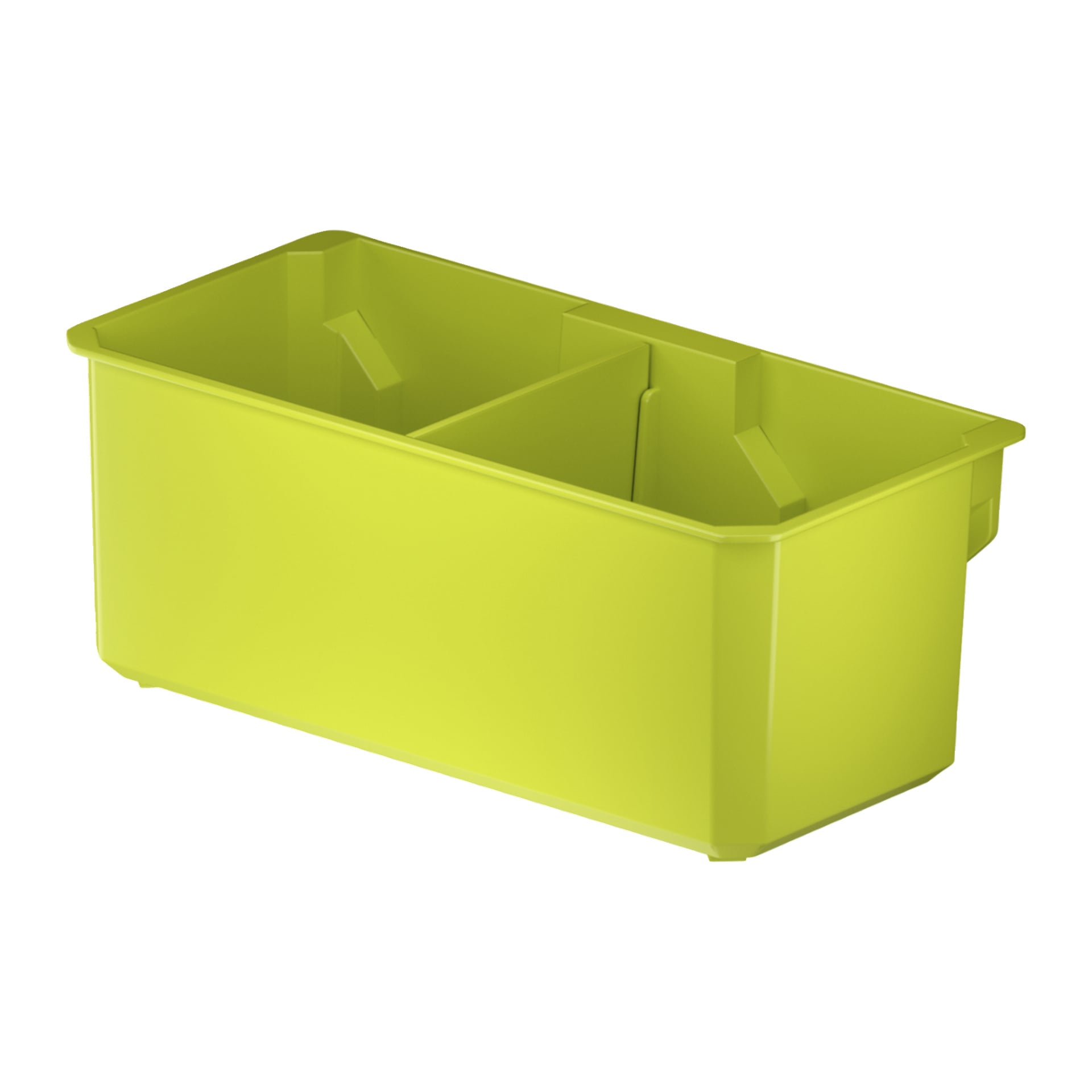Ryobi Storage-lådan M LINK RSL812 är en rektangulär limegrön behållare med delade sektioner och något upphöjda kanter, som visas tom.