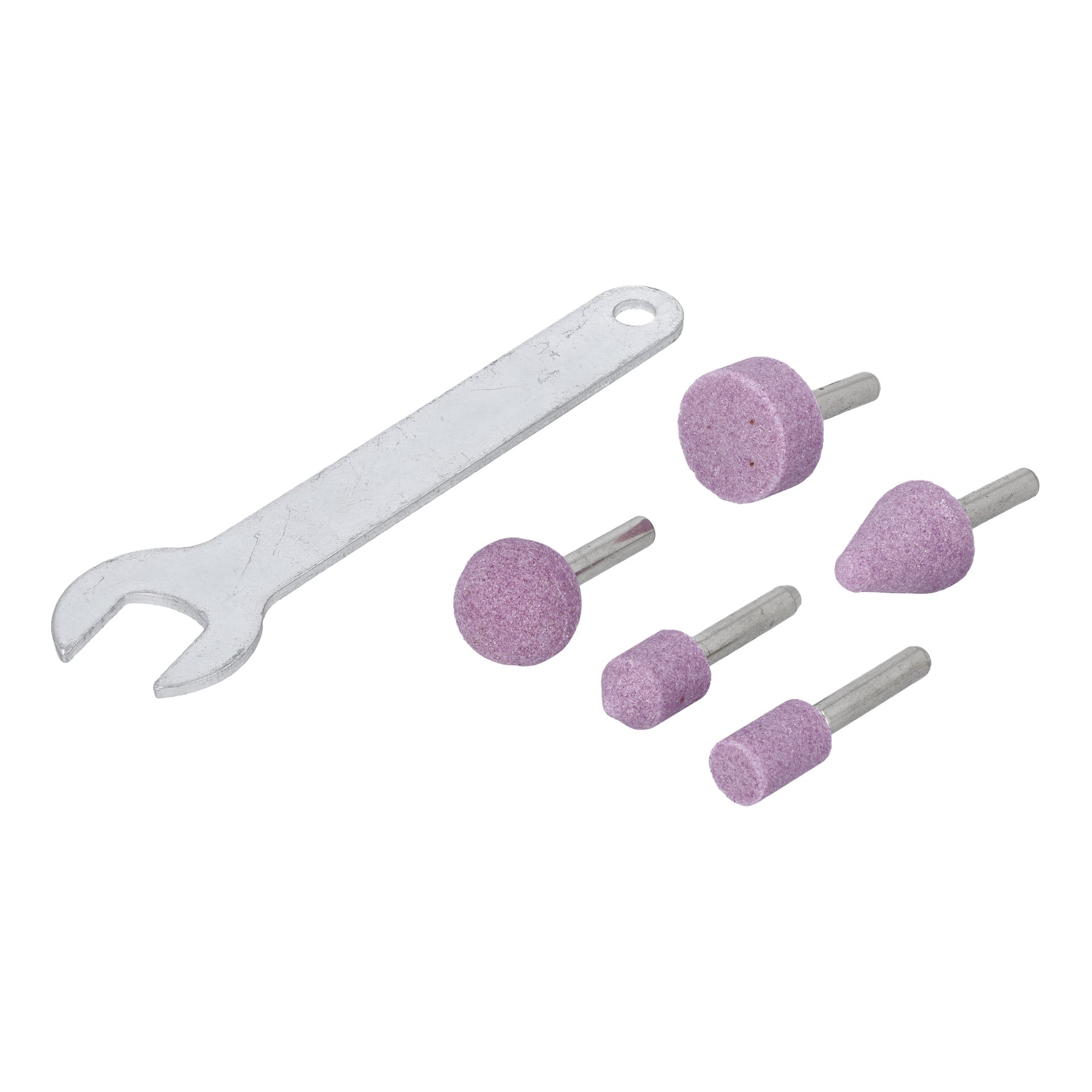 Meec Tools Multiseries Straight Grinder GM-18V HOME 500 med fem rosa slipstenstillbehör med metallskaften.