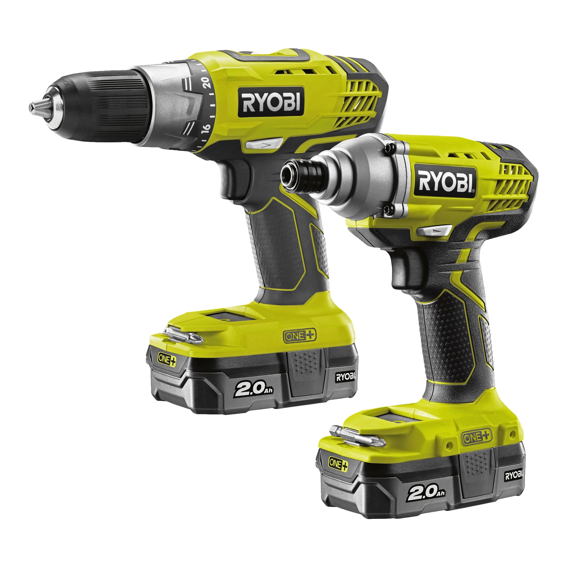 Skrutrekkerpakke 18 V Li-Ion 2 Ah | Ryobi ONE+ R18DDP2-0 + R18IDP-0 | Jula
