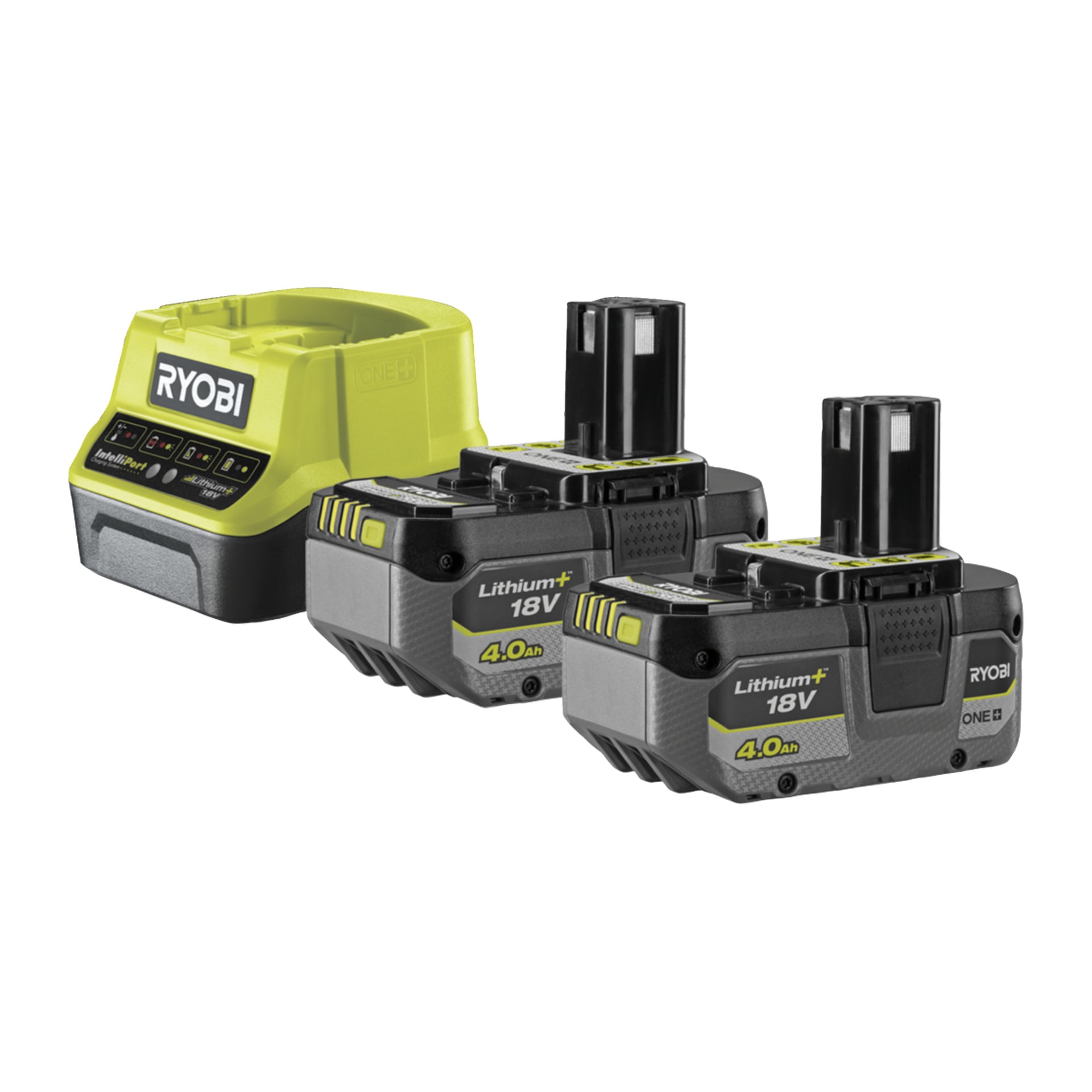 Ryobi One+ HP borstlös borrmaskin (RPD18X1-1C40SJ) med två 18V 4,0Ah Lithium+ batterier.