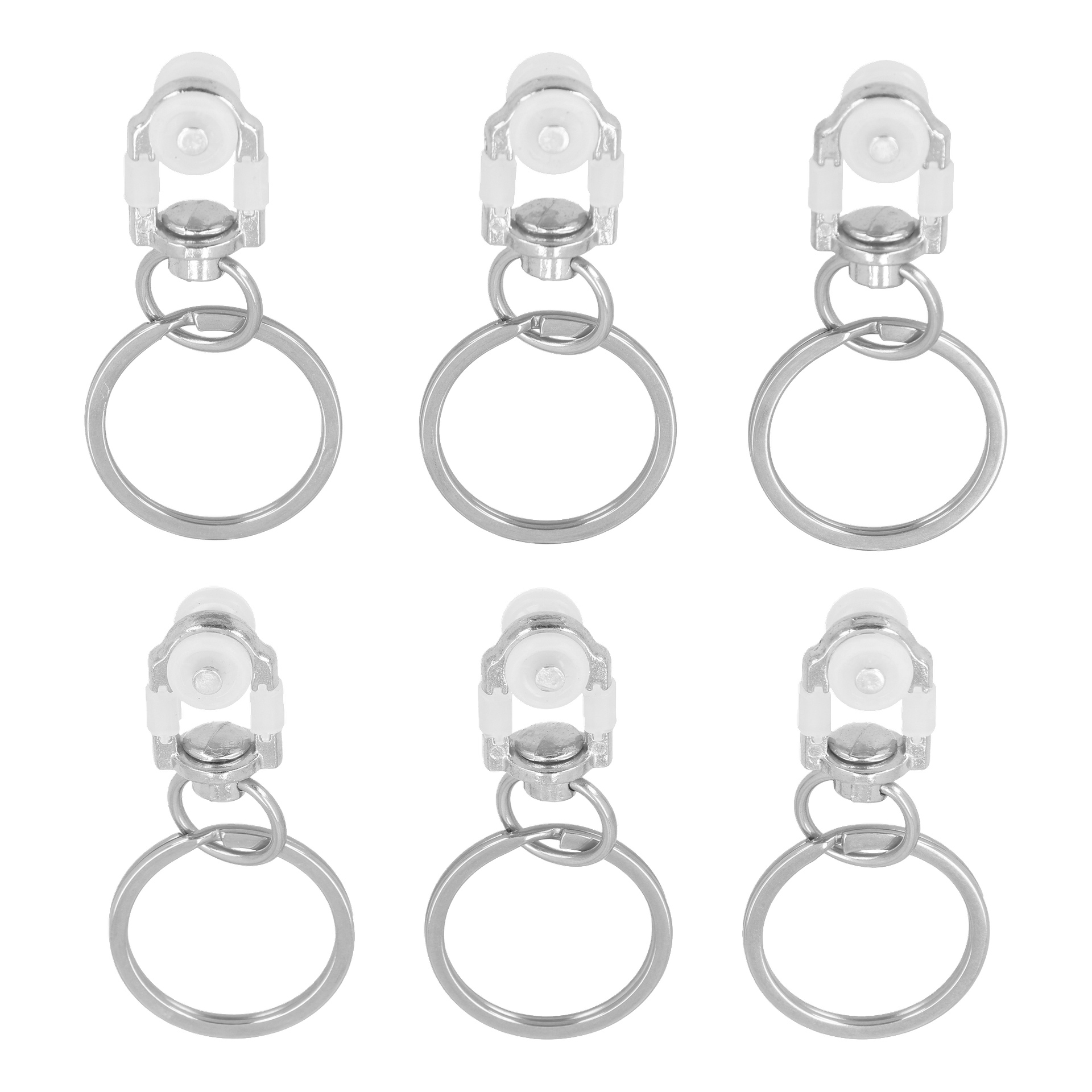 Sex matchande pergolastolpfästen, sexpack, arrangerade i två rader om tre. Alla fästen har en enhetlig form och finish.