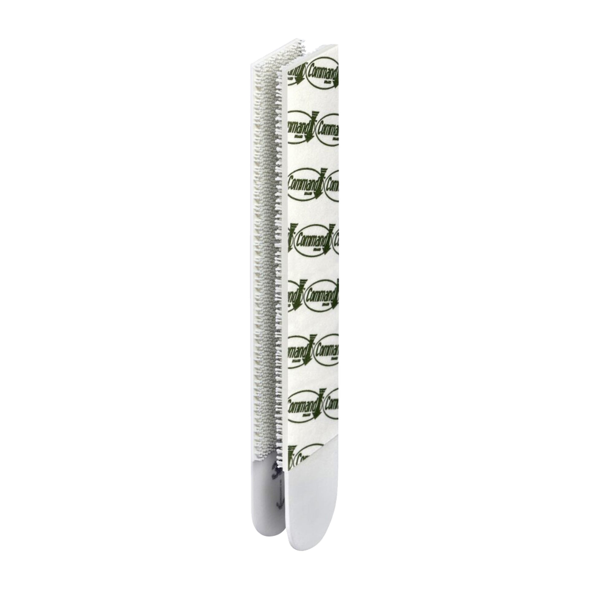 Zbliżenie dwóch pasków Command Extra Large Picture Hanging Strips, plecami do siebie, pokazujące boki kleju i mocowania; 4 pary na paczkę.
