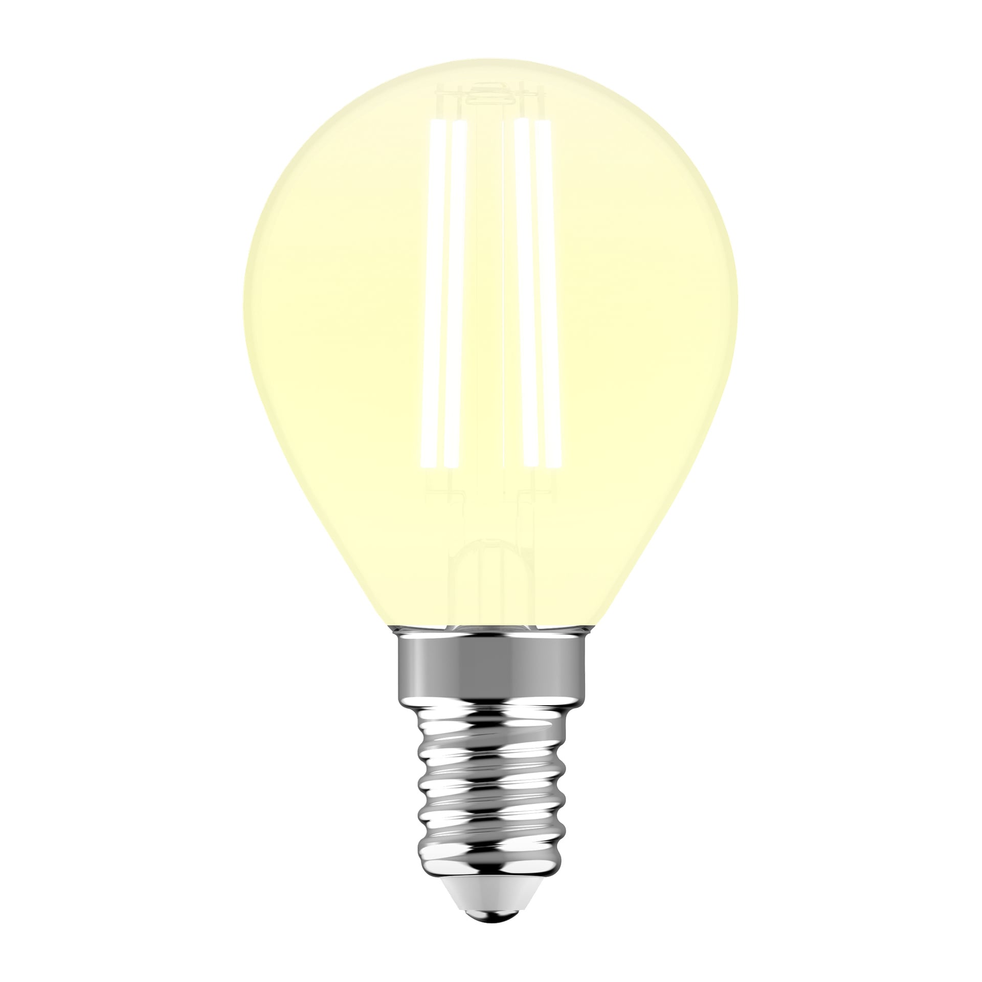 Anslut dimbar glob LED-lampa med klart glas, exponerad glödtråd, varmt gult ljus och metallisk skruvbas.