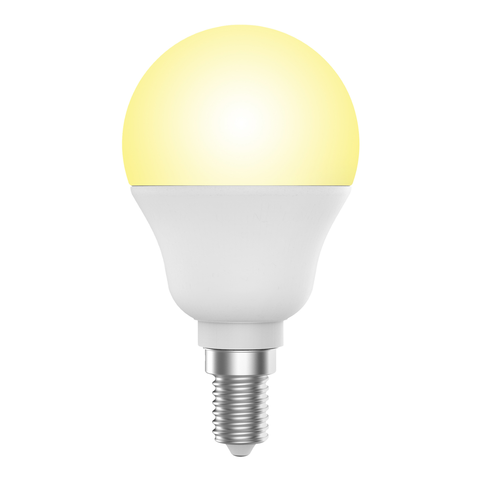 Anslut Globe LED 2-pack med runda, frostade gulvita lampor och silverfärgade skruvsocklar, båda lyser svagt.