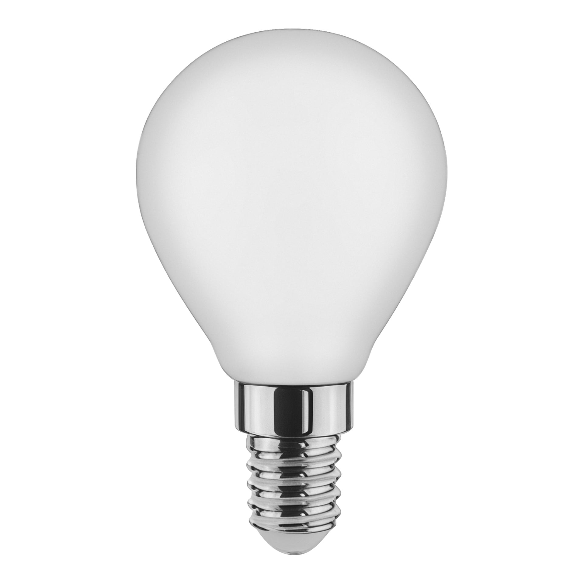 En närbild på en Anslut Dimmbar glob LED-lampa med metallskruv.