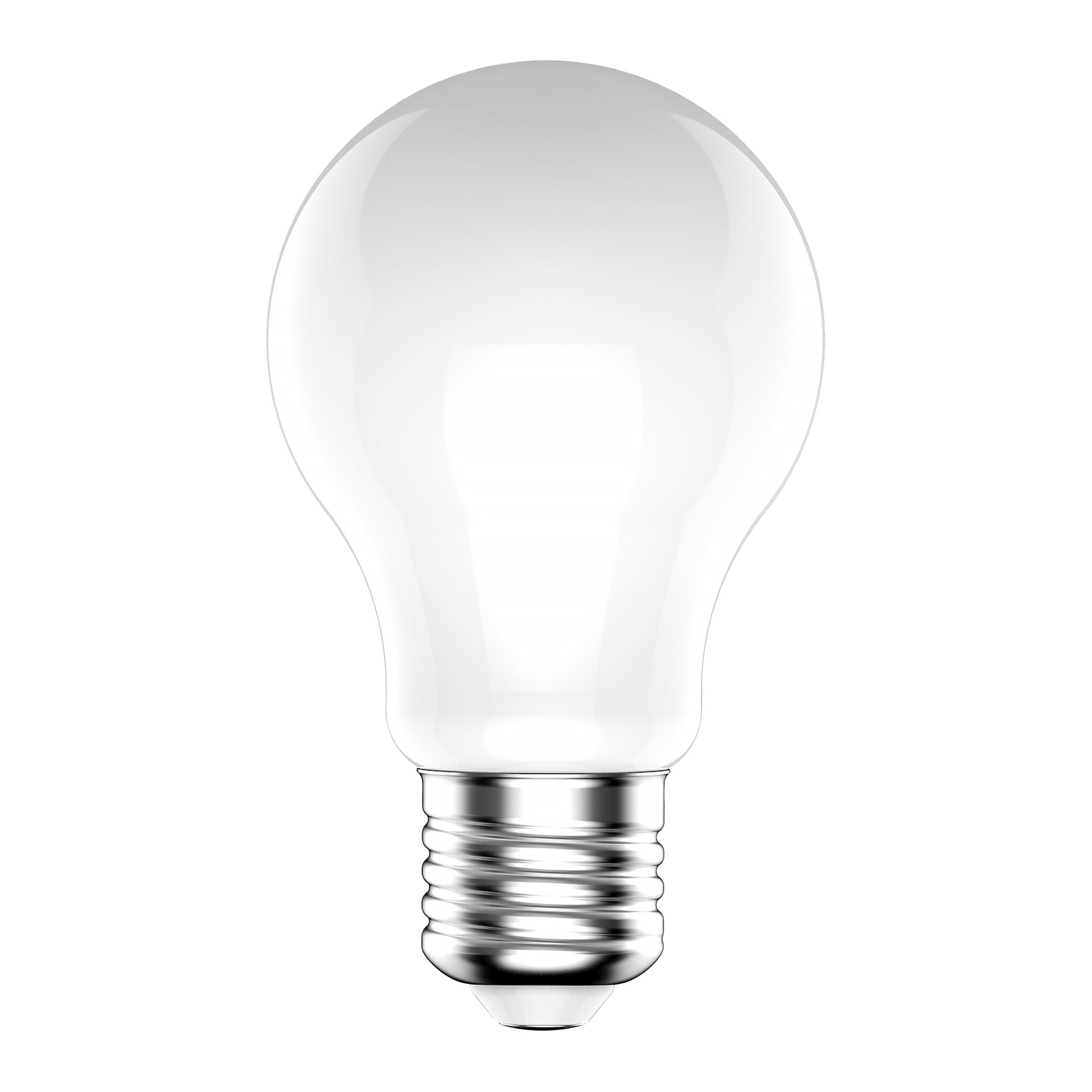 En realistisk illustration av Anslut Dimmable vanlig LED-lampa med klart glashus och metallisk skruvbas.
