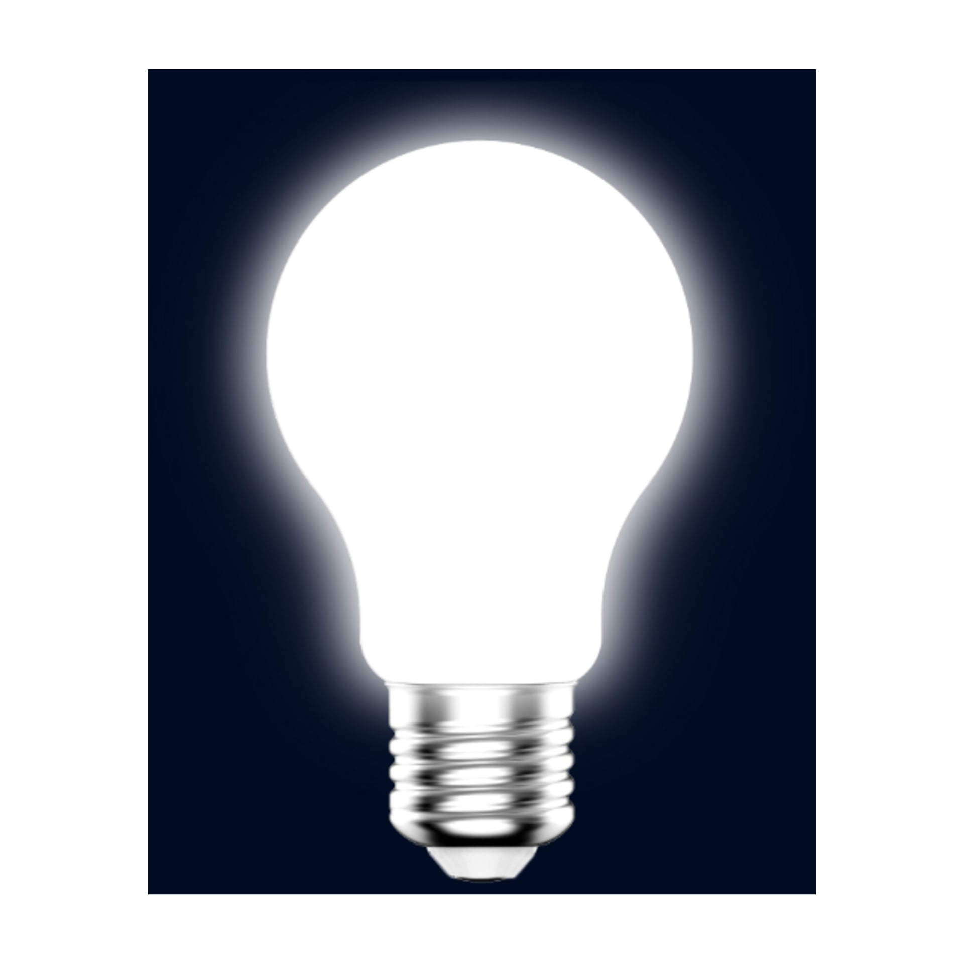 Ansluts dimmbara LED-lampa lyser starkt mot en mörk bakgrund och framhäver dess form och metallsockel.