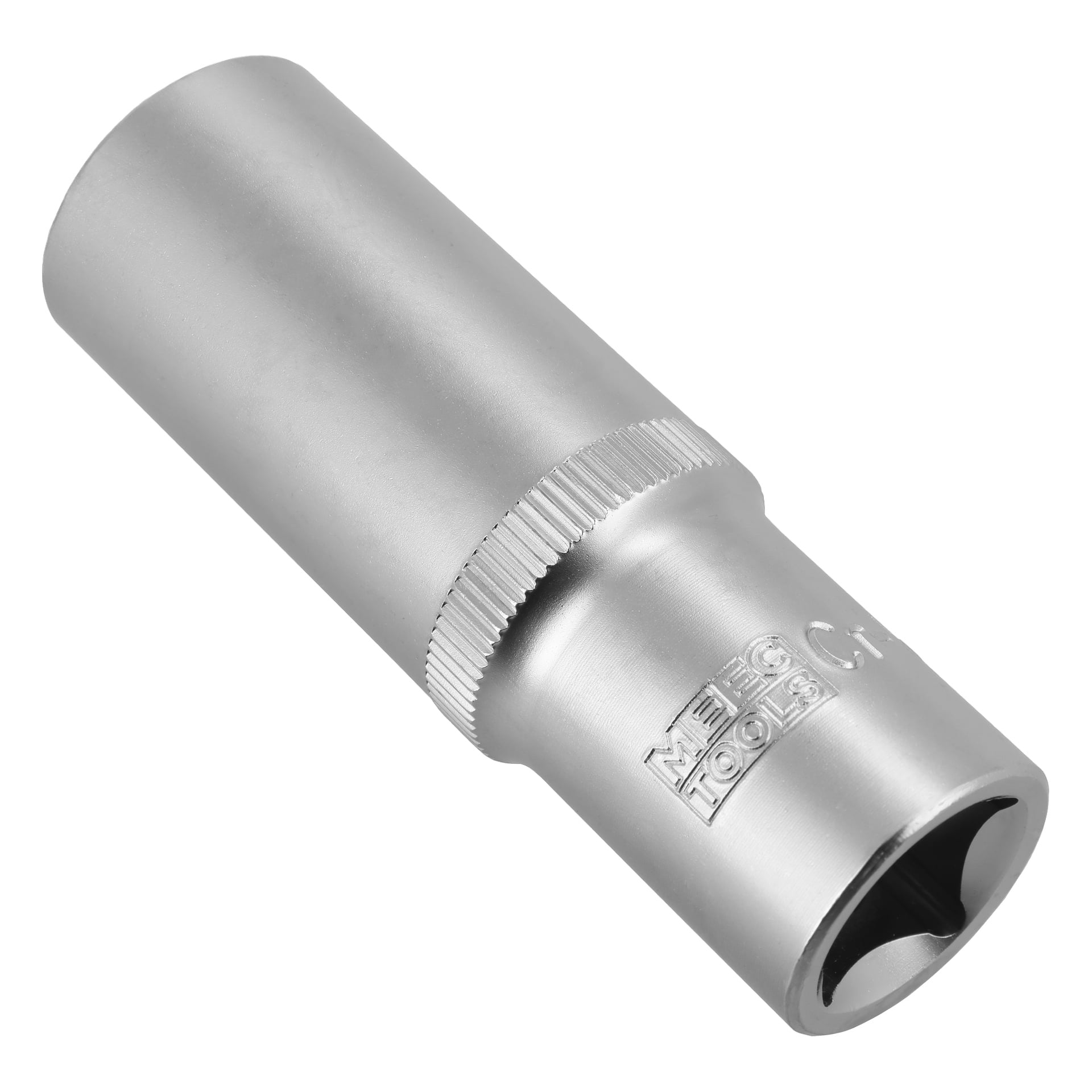 Silverfärgad, cylindrisk hylsa med räfflat grepp och märket NEIKO TOOLS ingraverat på sidan. Uttaget har en sexkantig öppning i ena änden.