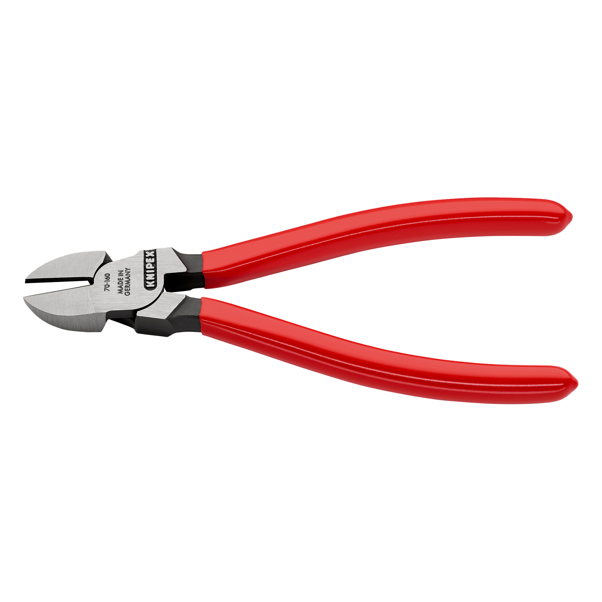 Knipex Side Cutting Pliers 70 01 160 SB har röda handtag och ett silverfärgat huvud.