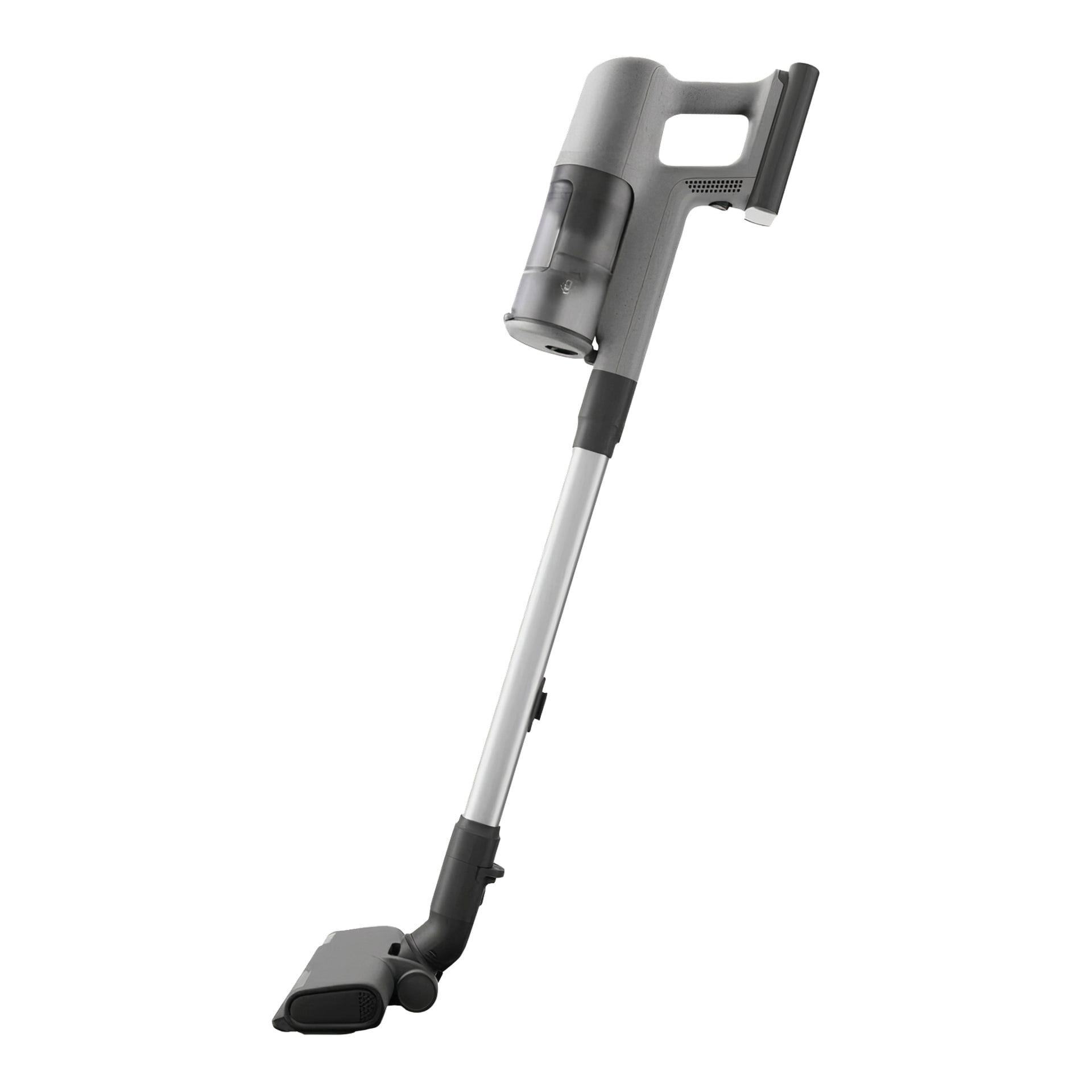 Electrolux 600 Clean EP61CB21UG trådløs støvsuger, grå og svart, oppreist med langt håndtak, flat hode, avtakbar beholder.