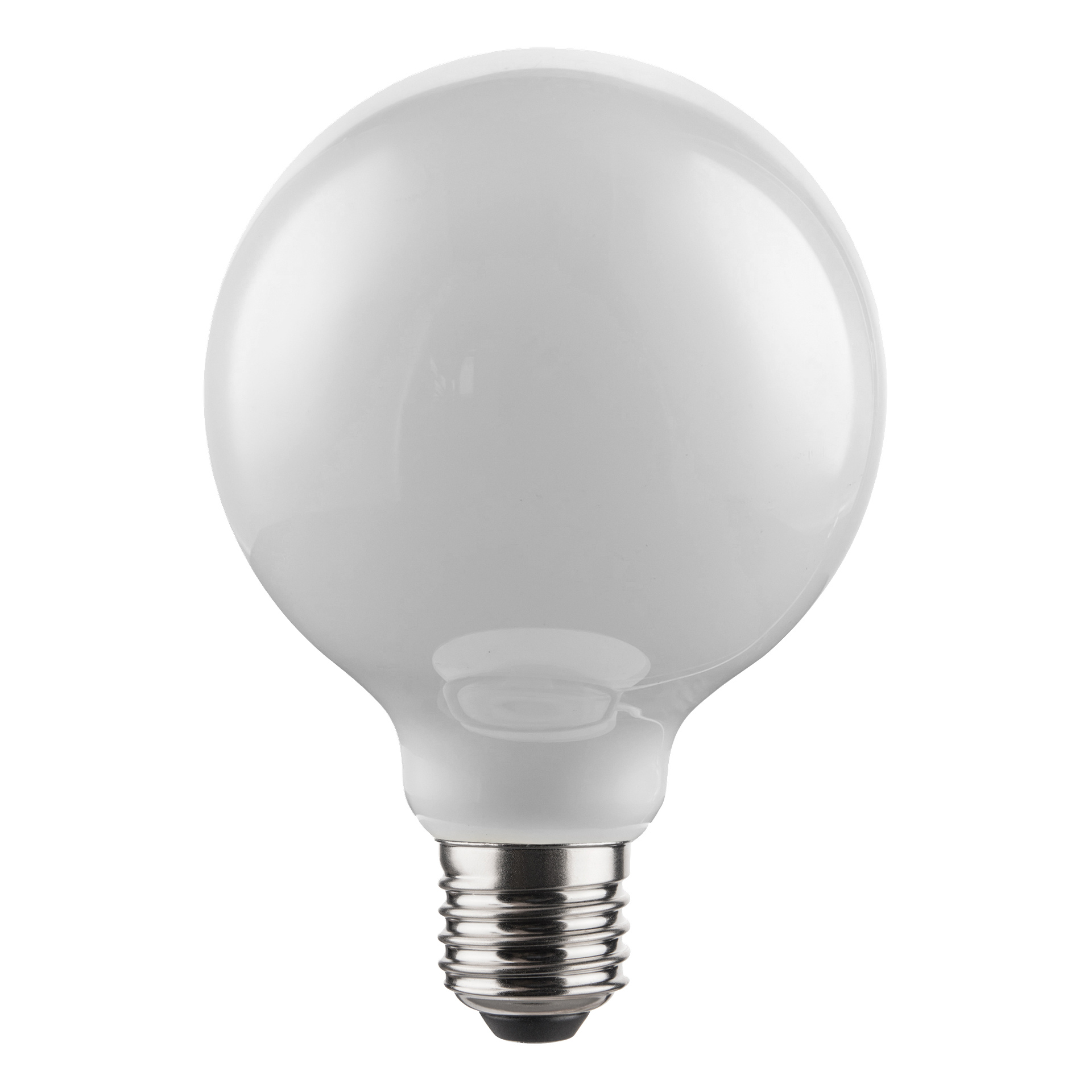 Himmennettävä Anslut globe LED-lamppu on huurrettu, pyöreä lamppu ja metallinen ruuvipohja.