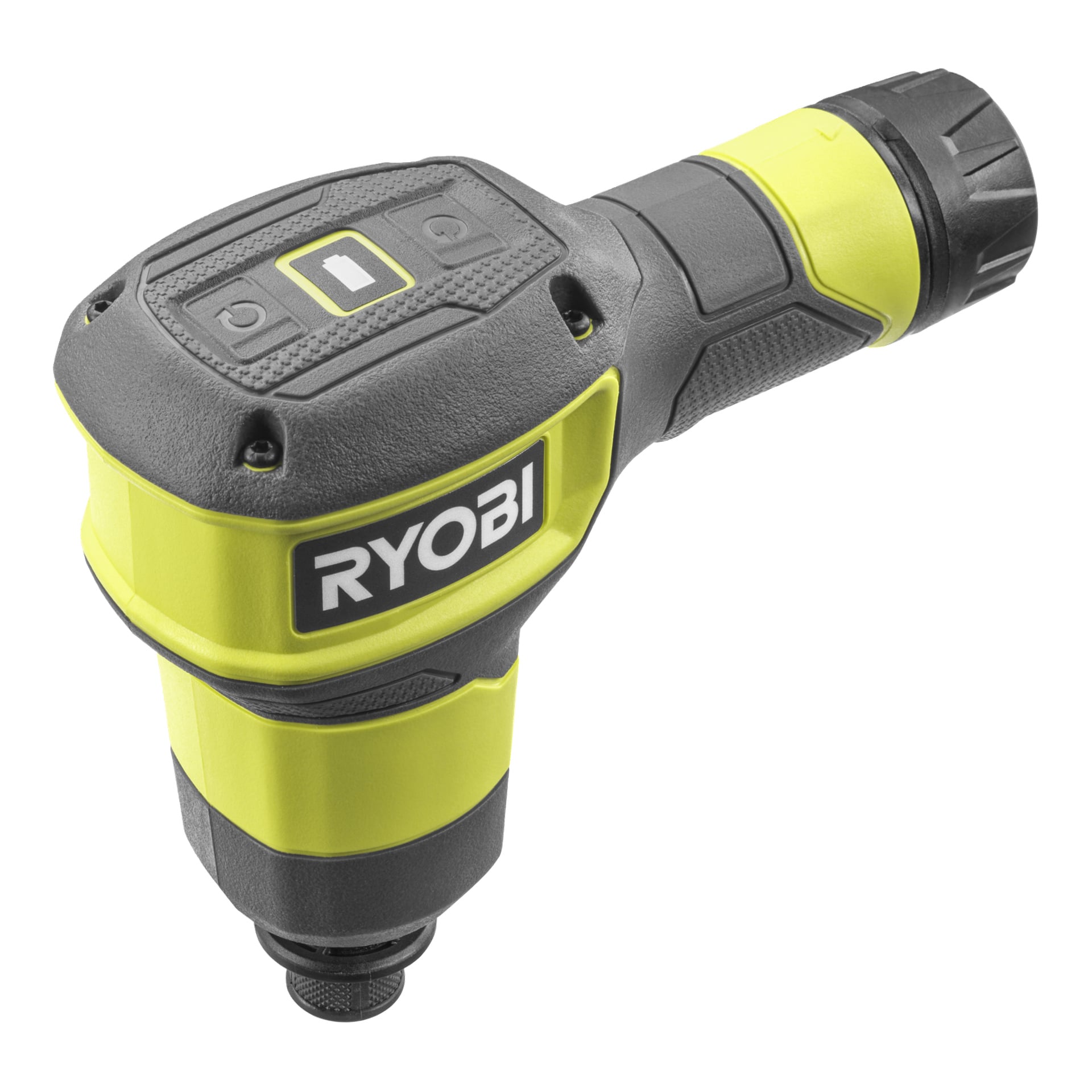 Ryobi USB Lithium avløpsrens (RDA4-0) med kompakt hode og ergonomisk svart og gult håndtak, batteridrevet.