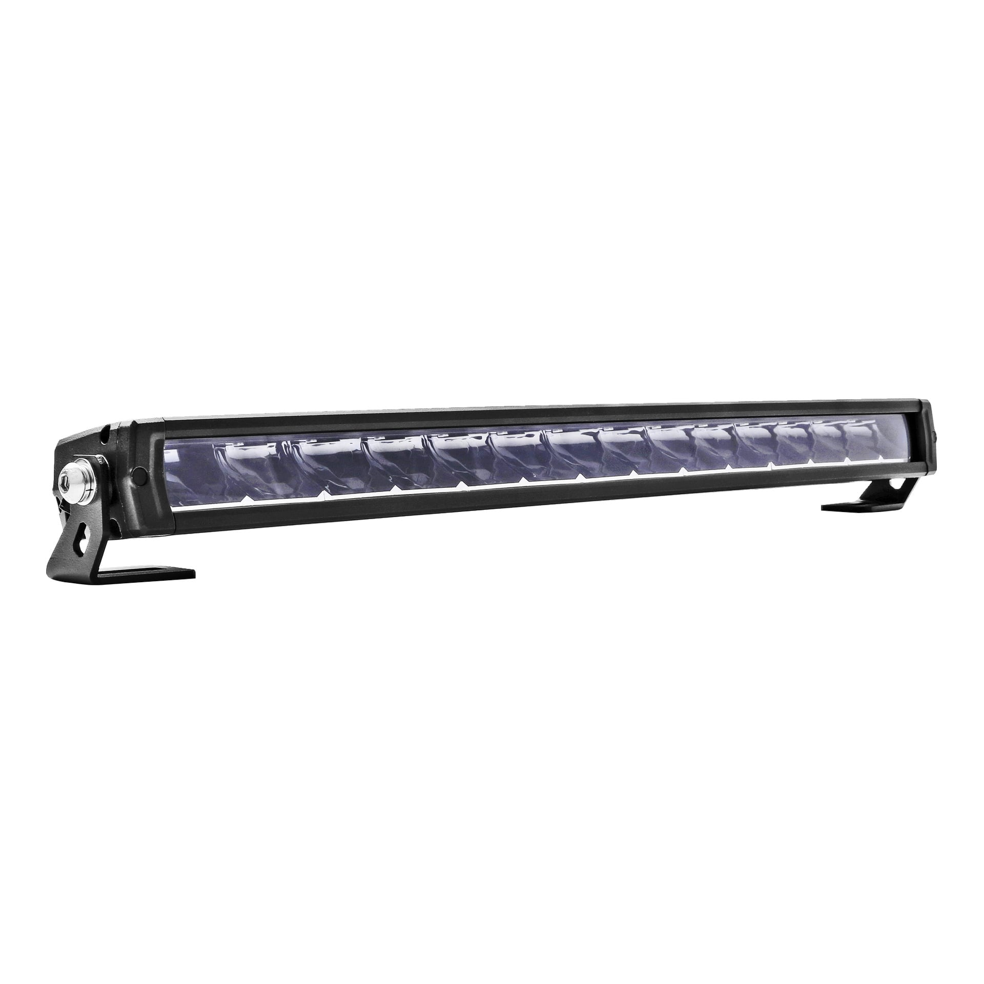 Hamron Light bar LED är en svart rektangulär stång med en rad LED-lampor, monterade på vinklade fästen i varje ände.