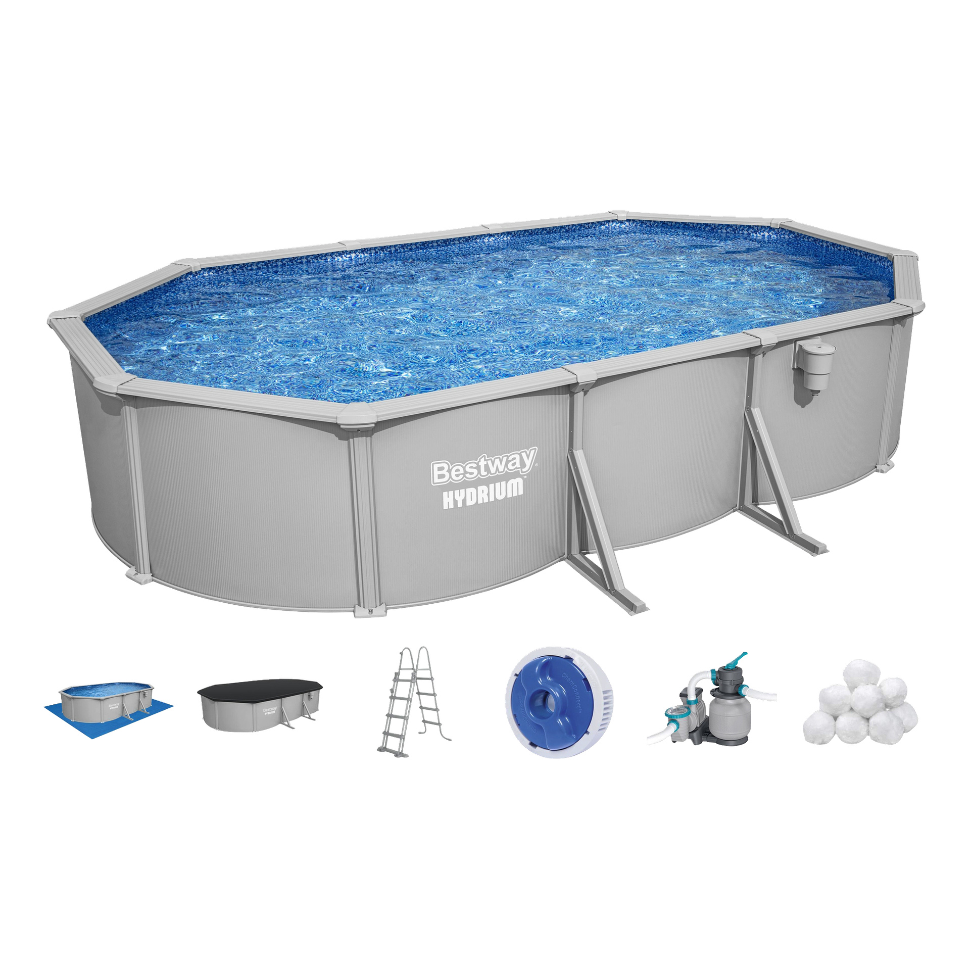 Basseng med stålvegg 19929 l 610x366x122 cm | Bestway Hydrium | Jula