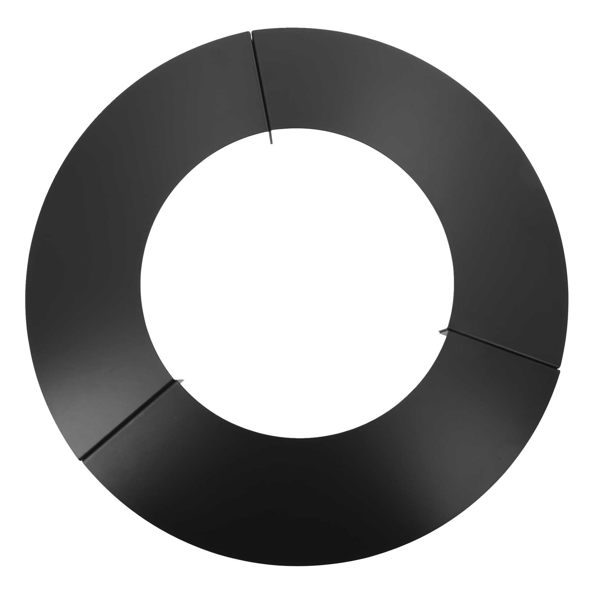Ein schwarzer, kreisförmiger Ring von oben gesehen, mit vier gleichmäßig verteilten Schlitzen.