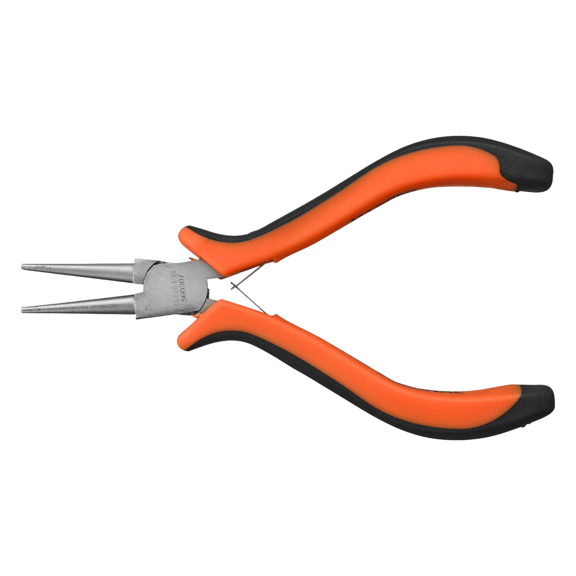En rundnästång med orange och svart gummibelagda handtag, mot en vit bakgrund.
