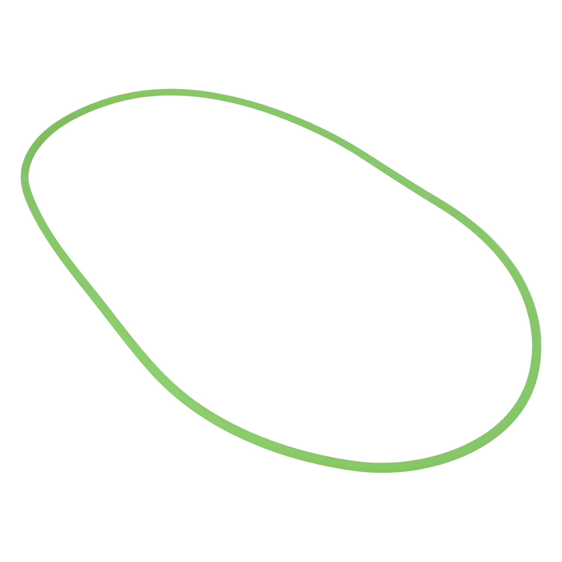 En drivremsveiper hviler flatt i en ujevn oval form.