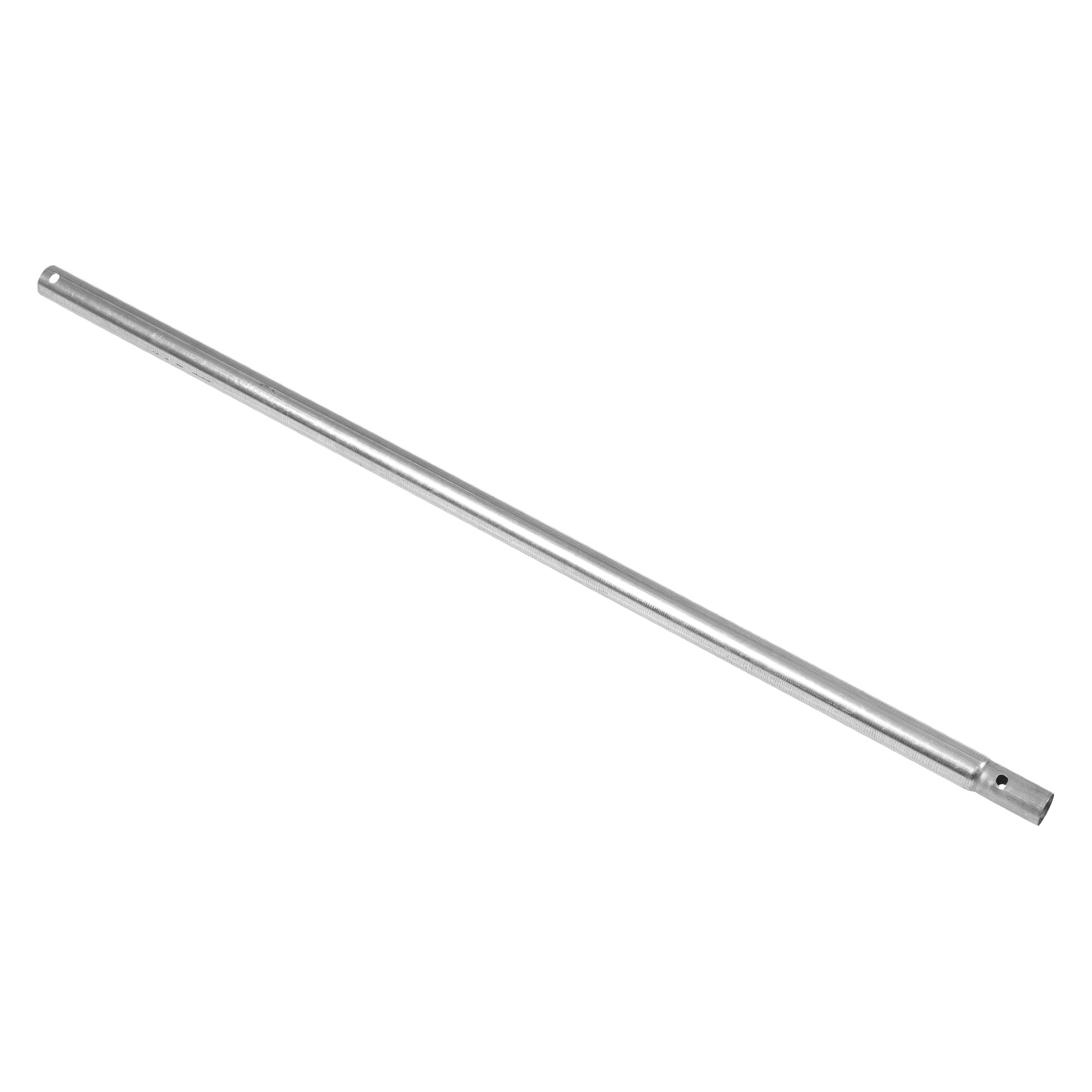 Stålstrut nr 3 tunnelväxthus har en lång, cylindrisk metallstång med ett litet hål nära ena änden.