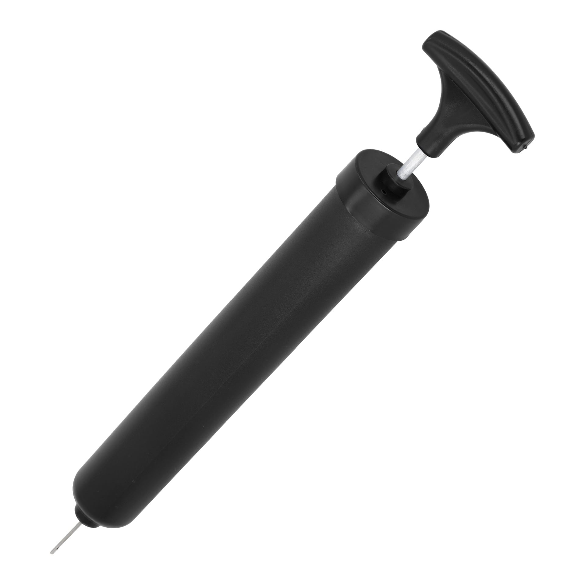 En svart Hamron Fender handpump med T-format handtag och smal metallnål, perfekt för att blåsa upp olika sportbollar.