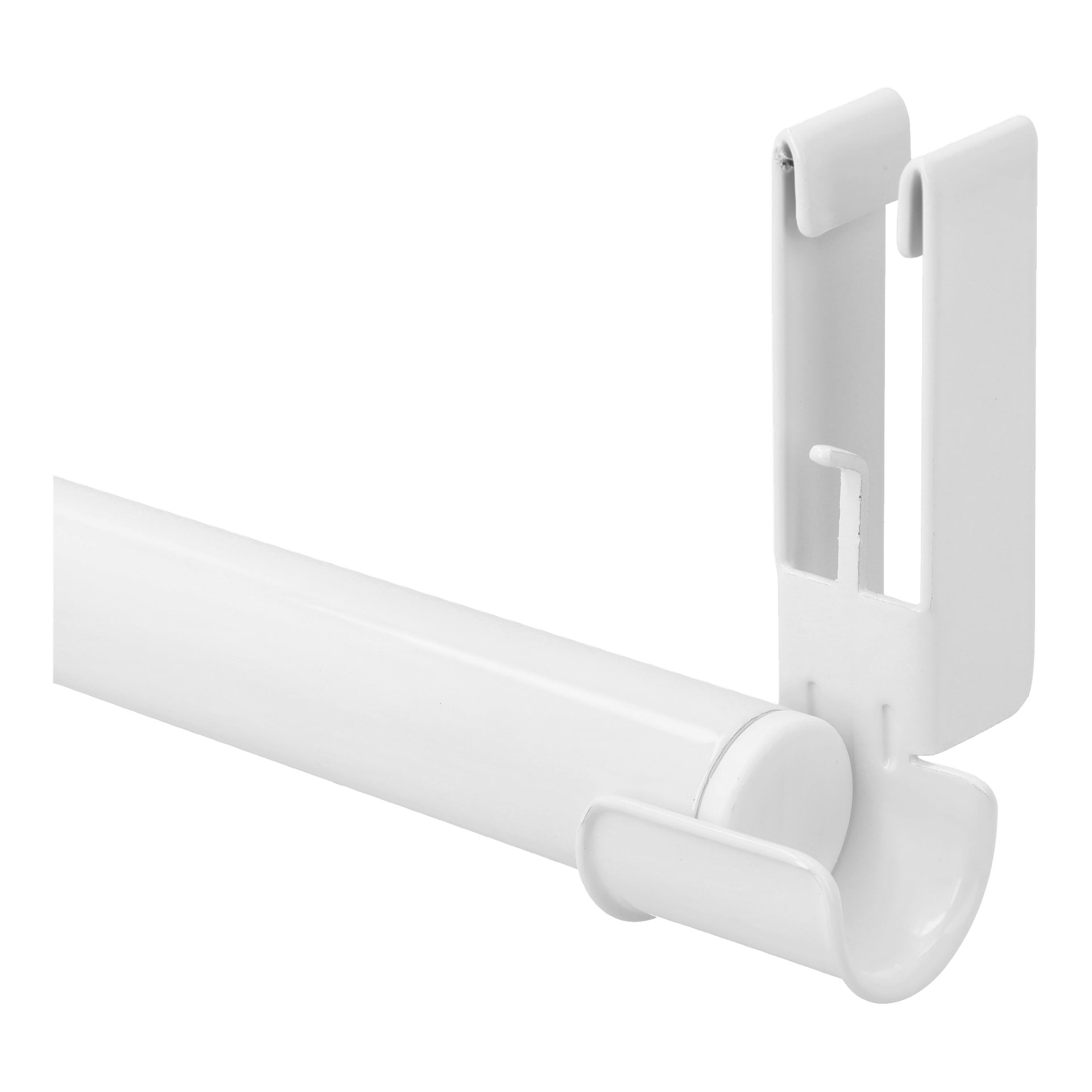 En vit Hard Head klädräcke är monterad i ett matchande plastfäste med en enkel, minimalistisk krokdesign.
