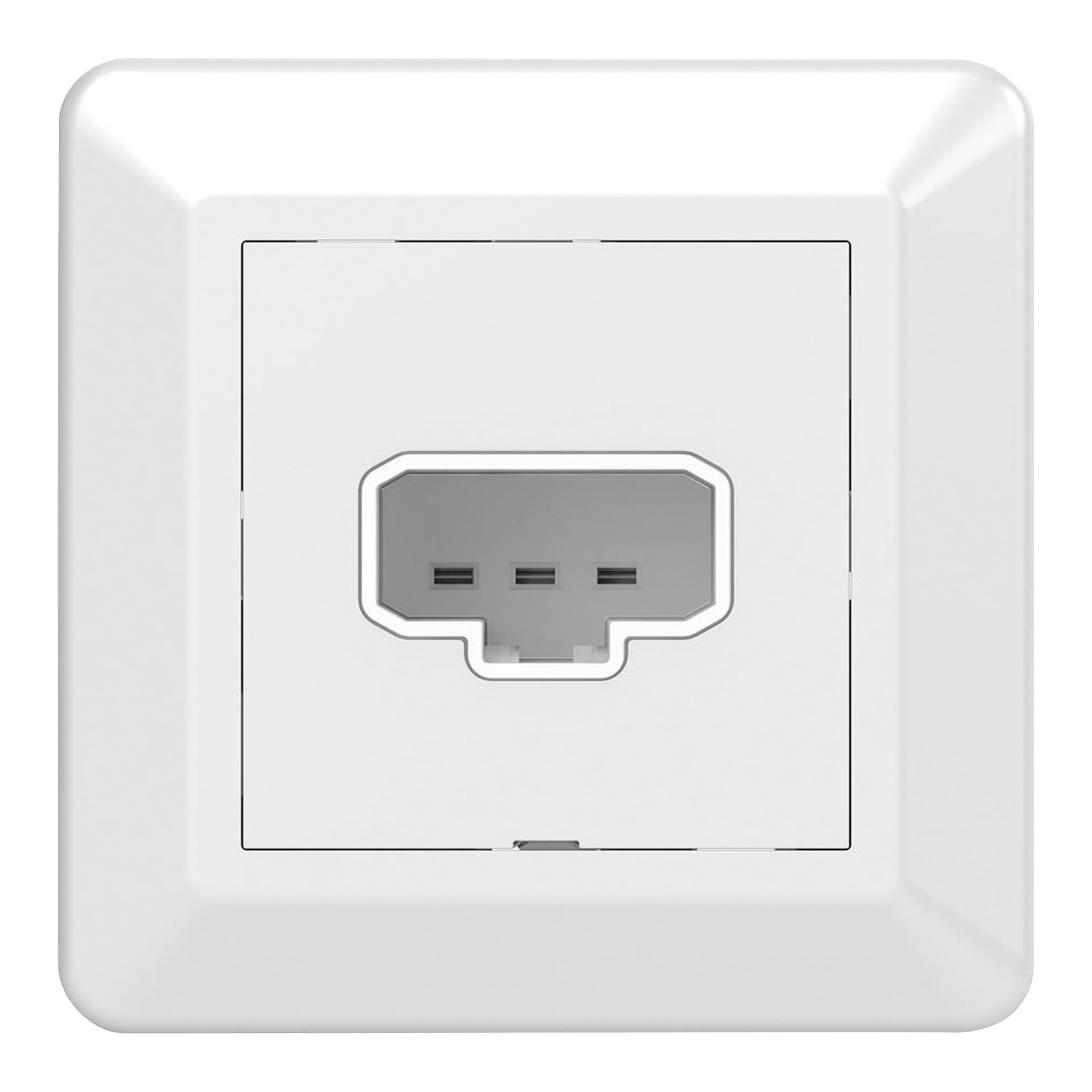 En hvit ELKO DCL-lampe RS med en sentral HDMI-port, plassert i en firkantet veggplate.